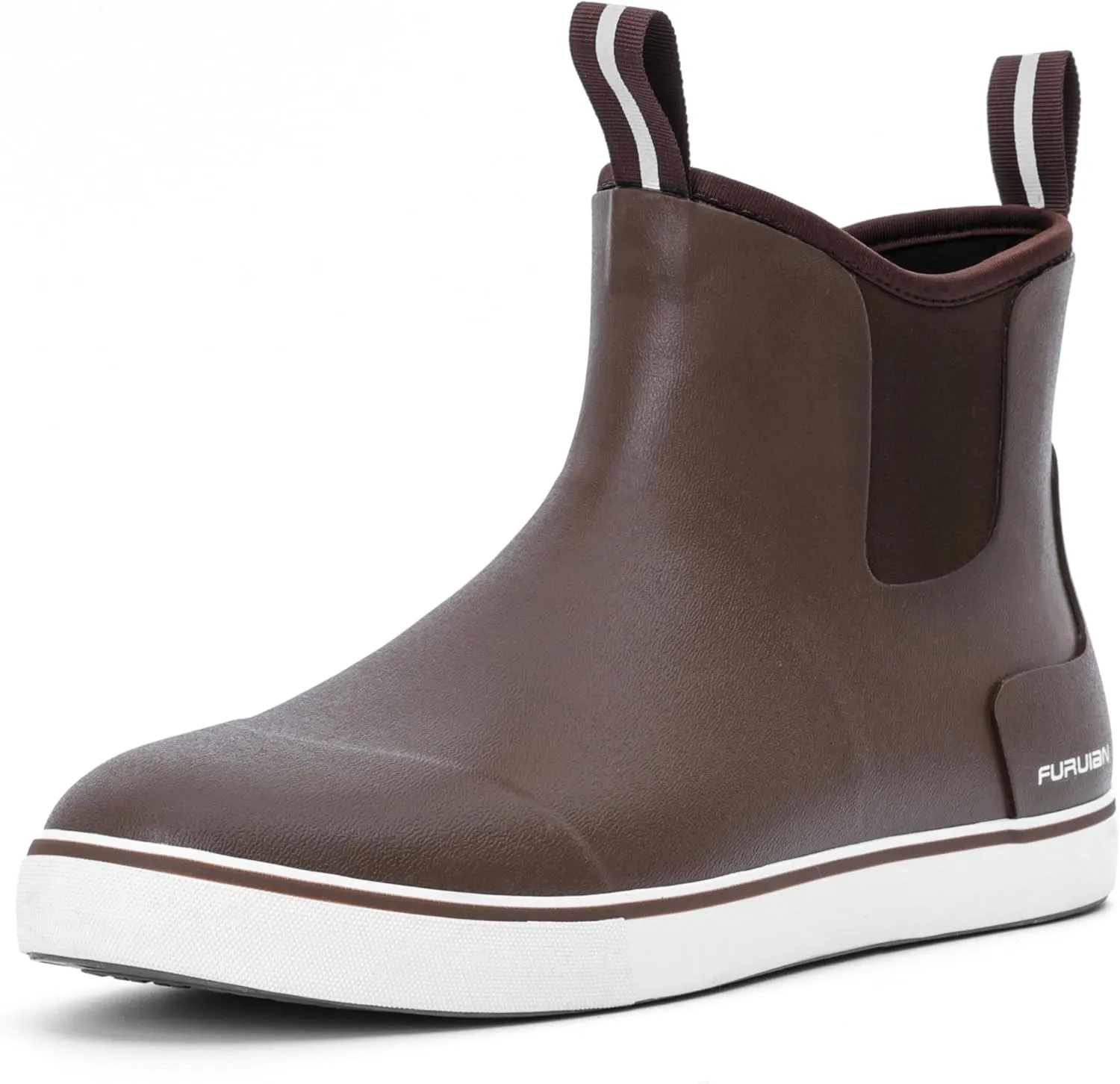 Furuian Men's Deck Boots Fishing Boots Waterproof Rain Boots Ankle Booties Slip On Neoprene Rubber Footwear Chelsea Boots Men botas para hombre for Gardening Fishing Boating Camping Sailing
