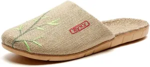 Gaolinci Linen Embroidered Slippers, Breathable Summer Home Slippers, Mens and Womens Sandals