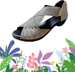 Glowstep Orthopedic Sandals for Women, GlowStep Orthopedic Low Heel Cut-Out Sandals, Low Heel Cut-Out