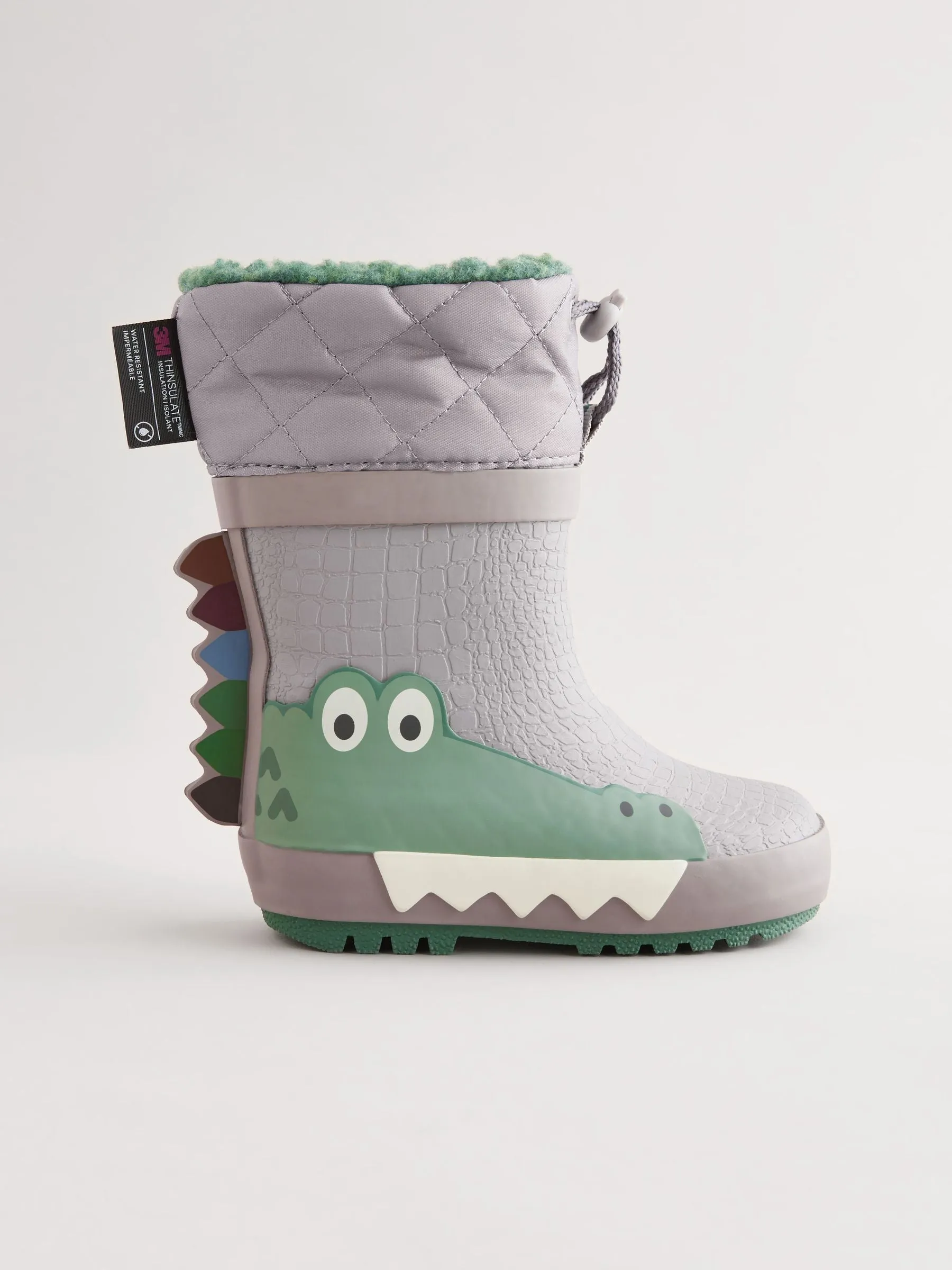 Grey Crocodile Thermal Thinsulate™ Lined Cuff Wellies