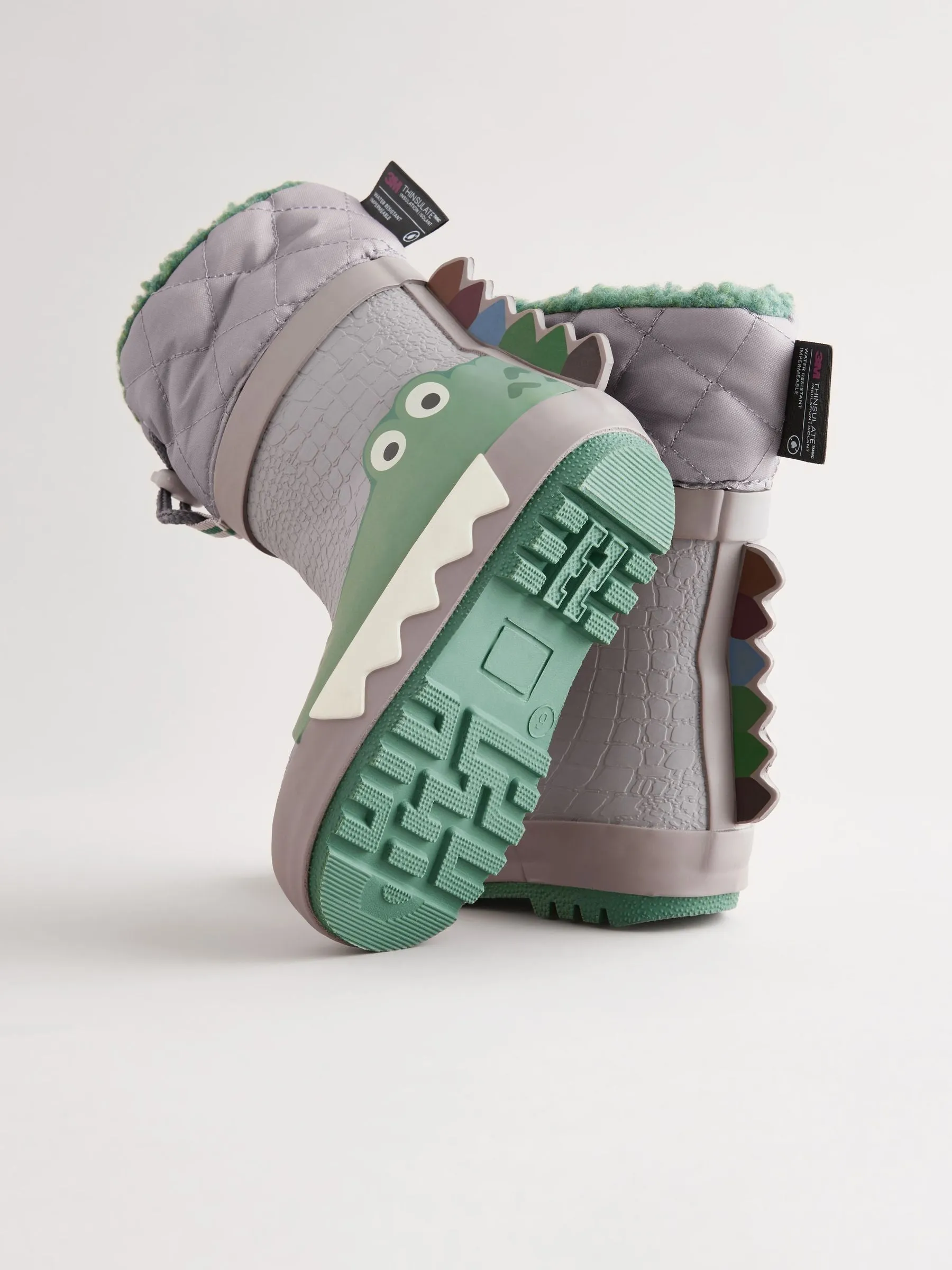 Grey Crocodile Thermal Thinsulate™ Lined Cuff Wellies