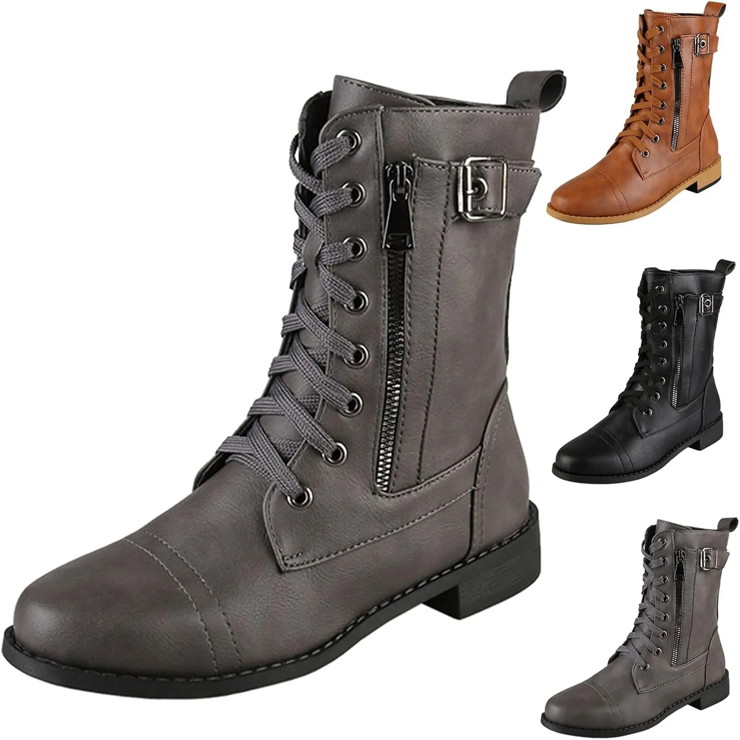Hiking Boots Women Ankle Black Booties Low Heel Comfortable Boots for Men Bootie Heels for Women Round Toe Flat Heel Closed Toe Wide Fit Available