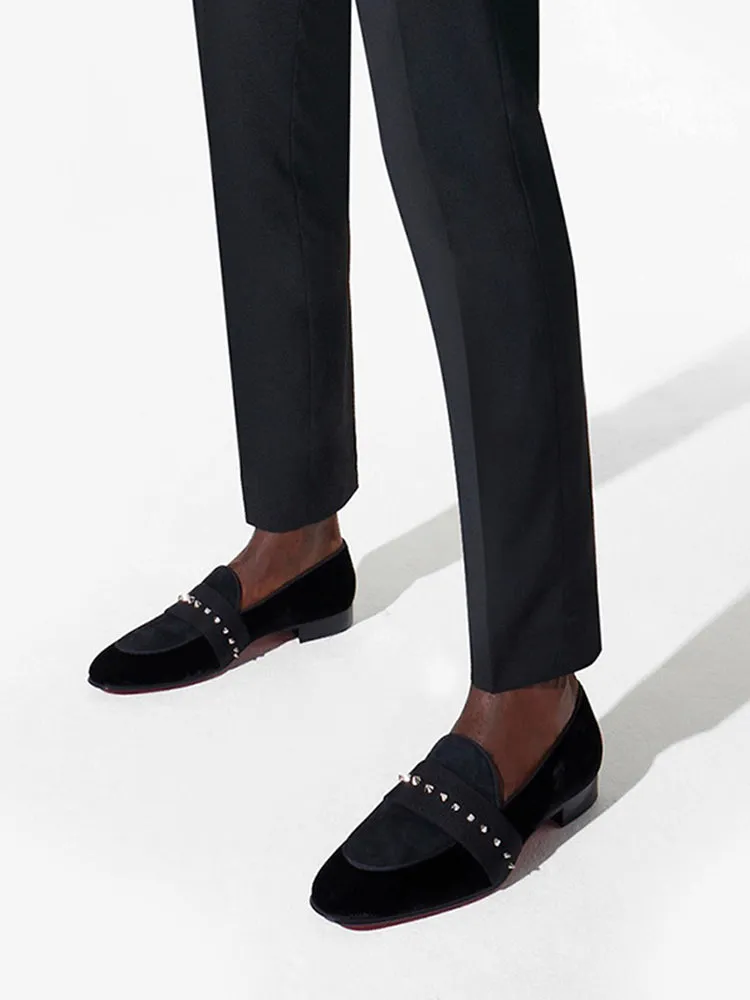 Italian CL design men's slip-on velvet slip-ons big-name classic red-soled hand-studded loafers