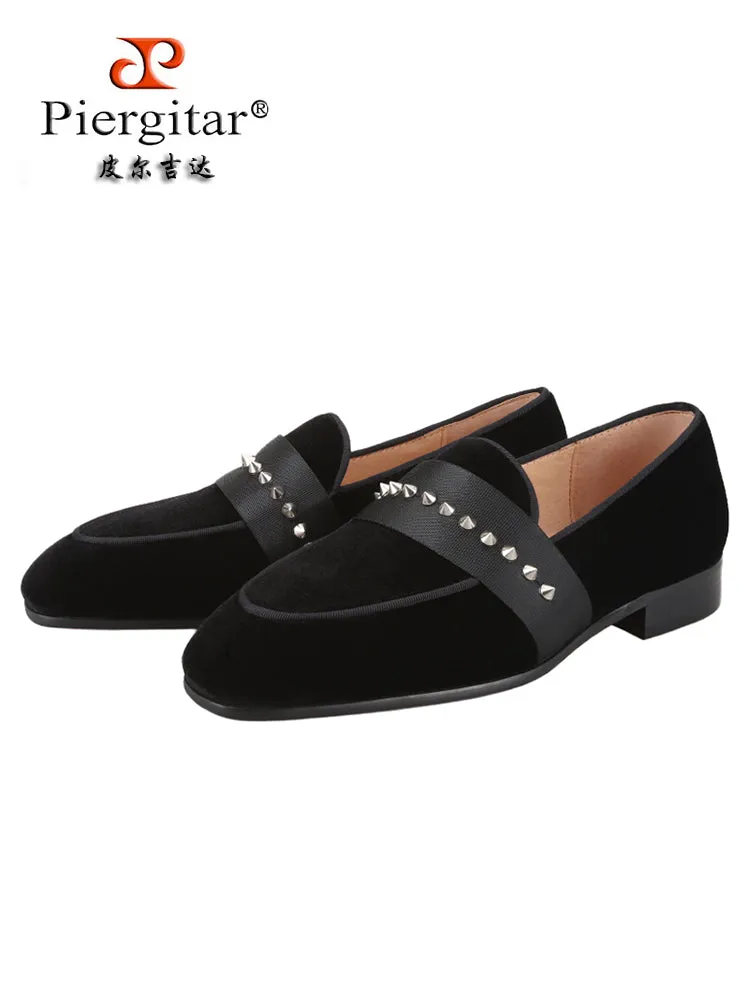 Italian CL design men's slip-on velvet slip-ons big-name classic red-soled hand-studded loafers