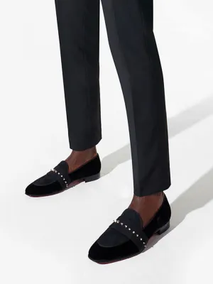 Italian CL design men's slip-on velvet slip-ons big-name classic red-soled hand-studded loafers