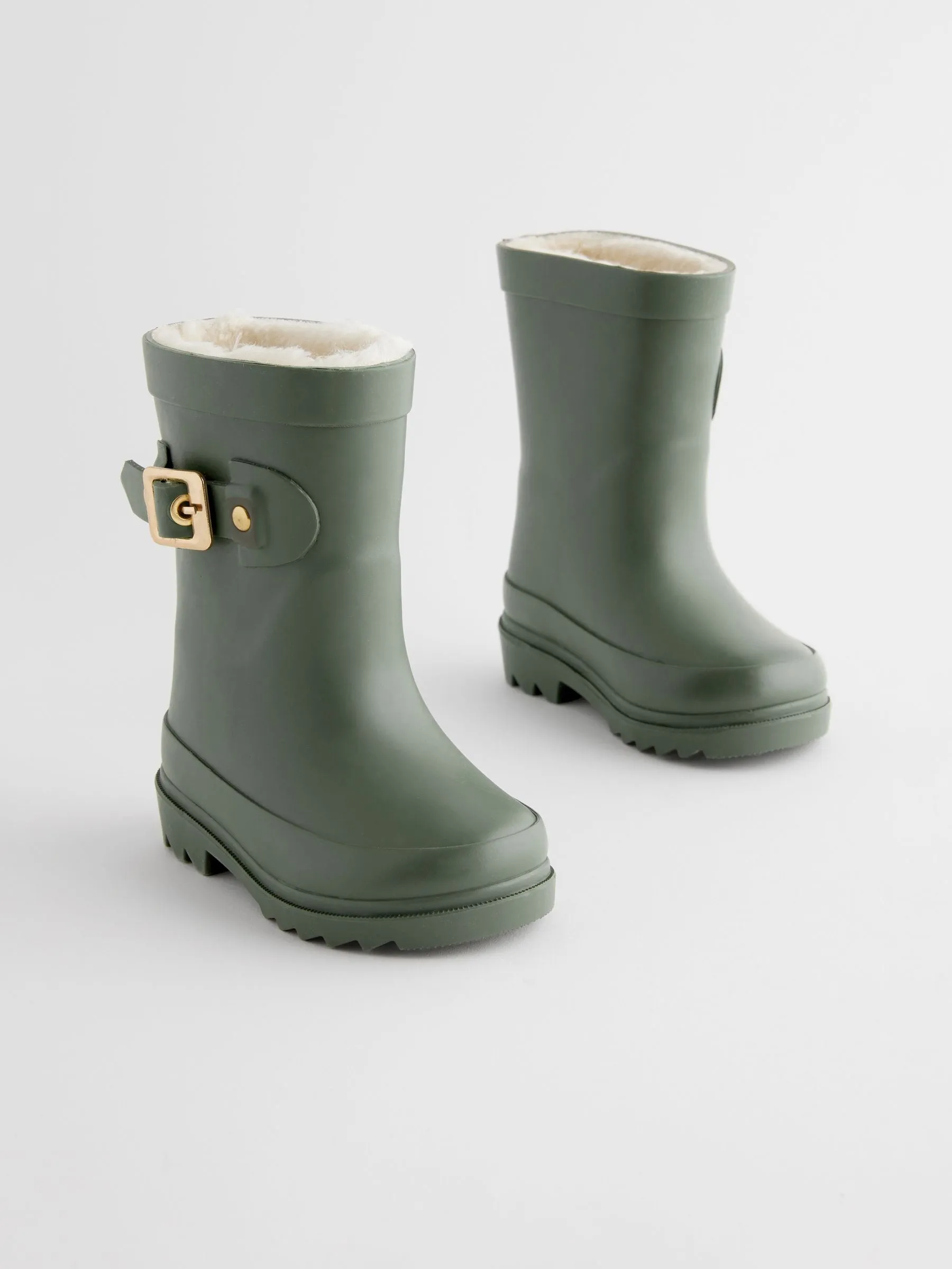 Khaki Green Buckle Wellies