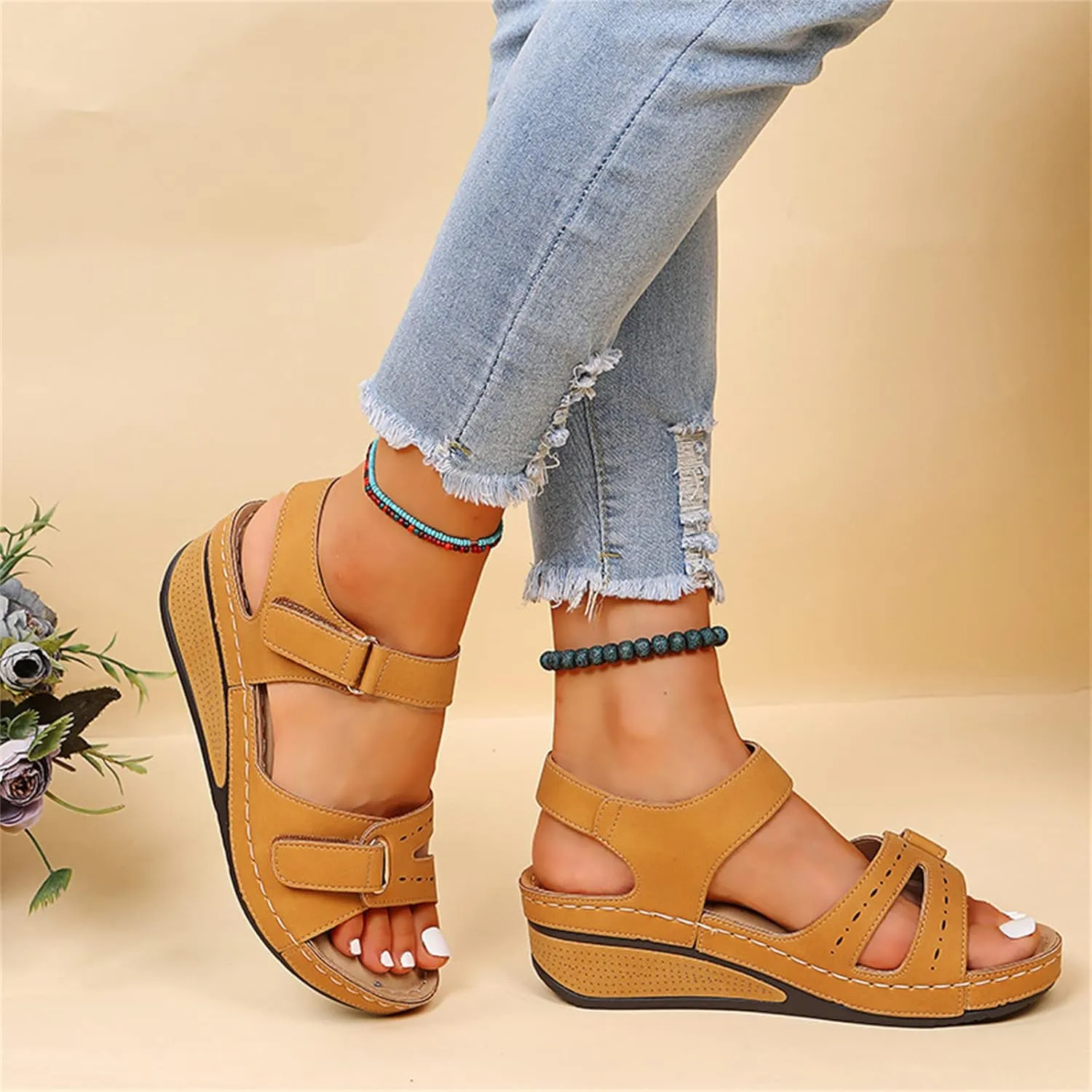 Ladmiple Orthopedic Sandals For Women Dressy Summer Arch Support Flip Flops Soft Comfortable Orthotic Slides Beach Shoes