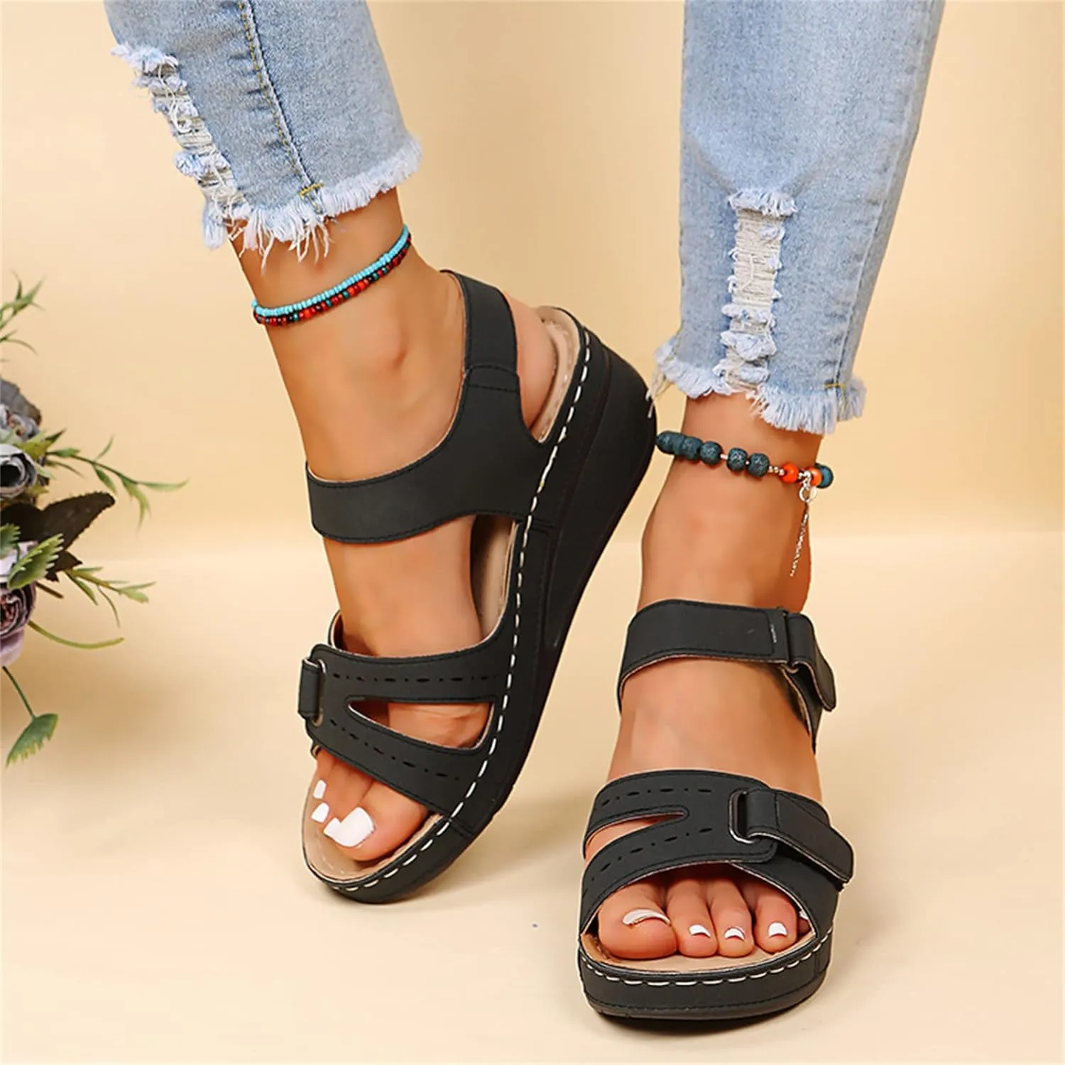 Ladmiple Orthopedic Sandals For Women Dressy Summer Arch Support Flip Flops Soft Comfortable Orthotic Slides Beach Shoes