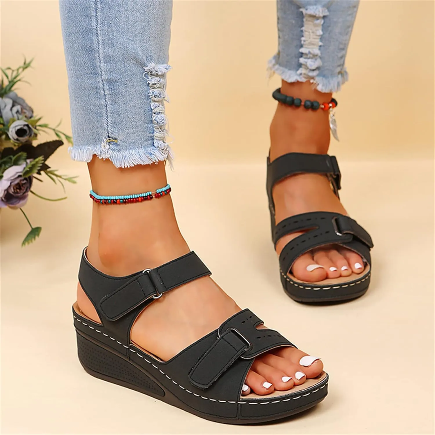 Ladmiple Orthopedic Sandals For Women Dressy Summer Arch Support Flip Flops Soft Comfortable Orthotic Slides Beach Shoes