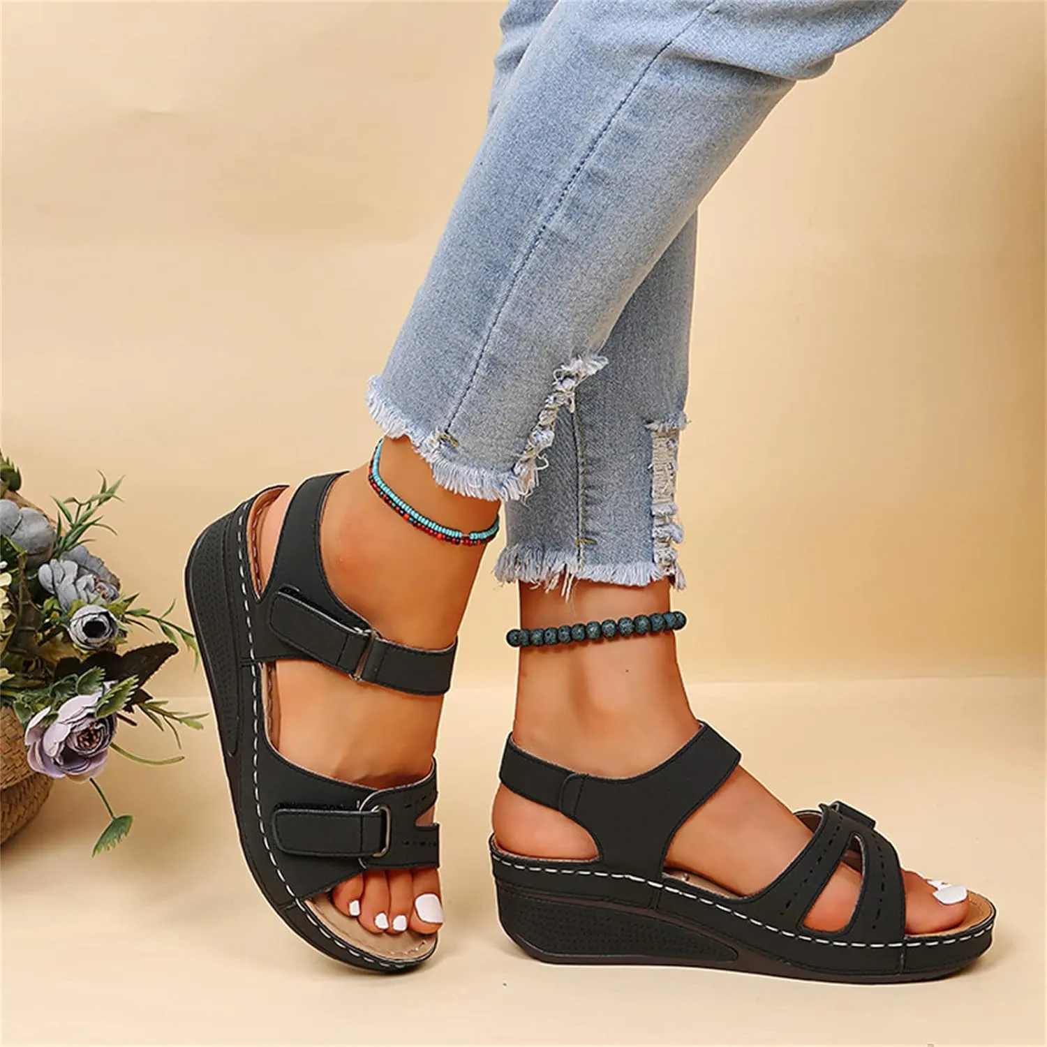 Ladmiple Orthopedic Sandals For Women Dressy Summer Arch Support Flip Flops Soft Comfortable Orthotic Slides Beach Shoes
