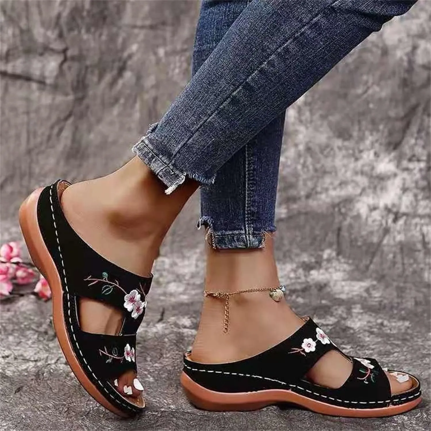 Ladmiple Orthopedic Sandals For Women Plantar Fasciitis Arch Heel Support Comfort Orthotic Slides Dressy Summer Flip Flops