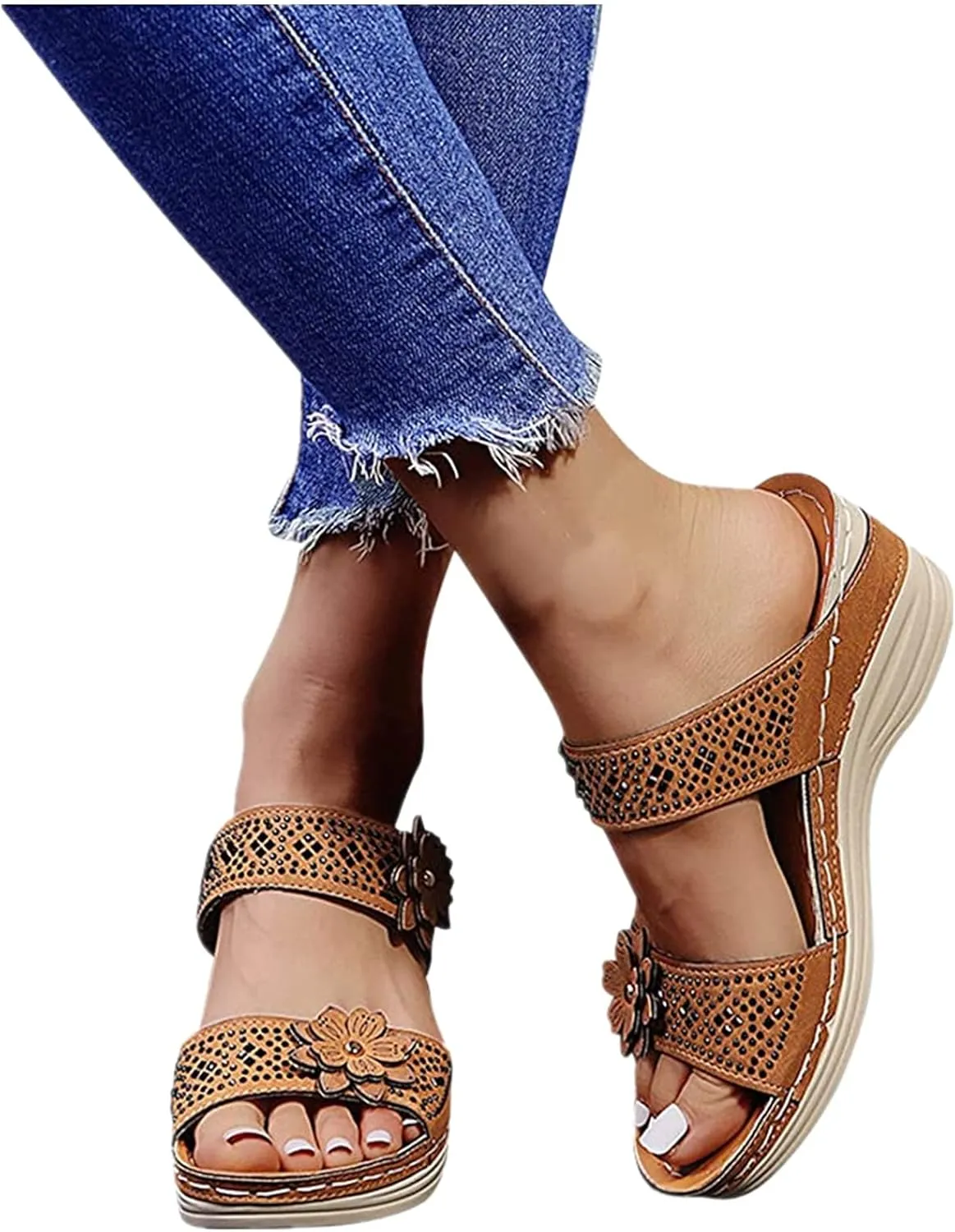 Ladmiple Orthopedic Sandals For Women Plantar Fasciitis Arch Heel Support Comfortable Flip Flops Dressy Summer Orthotic Slide