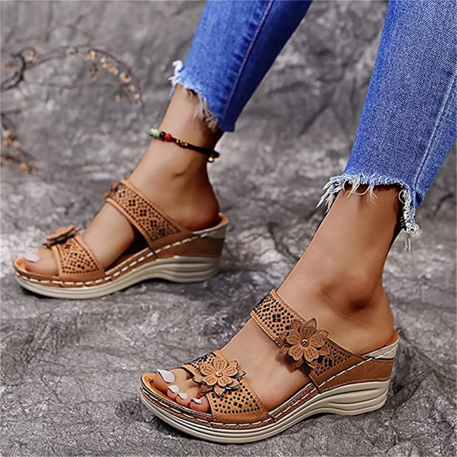 Ladmiple Orthopedic Sandals For Women Plantar Fasciitis Arch Heel Support Comfortable Flip Flops Dressy Summer Orthotic Slide