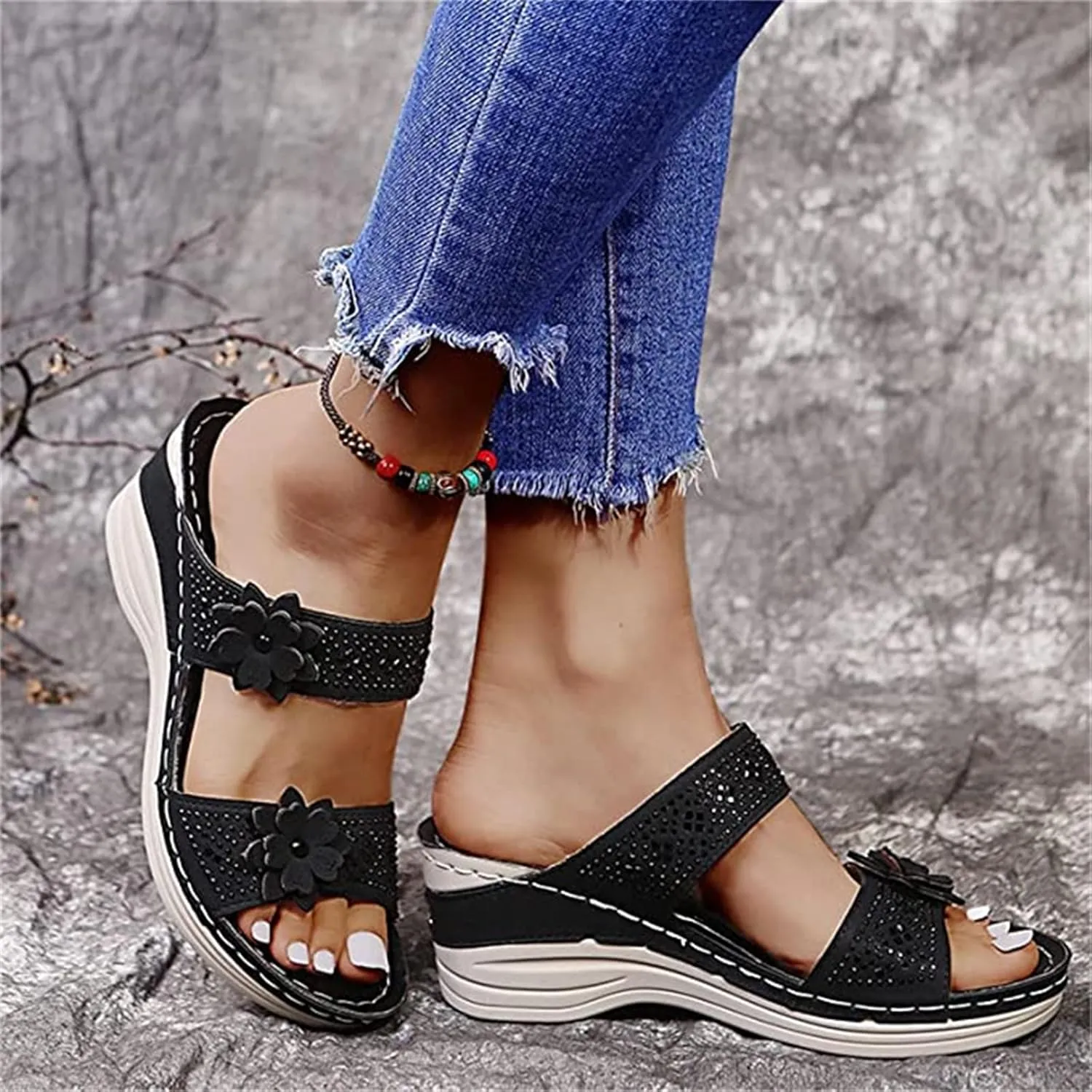Ladmiple Orthopedic Sandals For Women Plantar Fasciitis Arch Heel Support Comfortable Flip Flops Dressy Summer Orthotic Slide