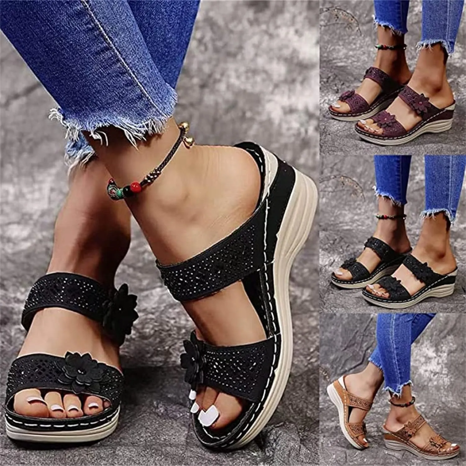 Ladmiple Orthopedic Sandals For Women Plantar Fasciitis Arch Heel Support Comfortable Flip Flops Dressy Summer Orthotic Slide