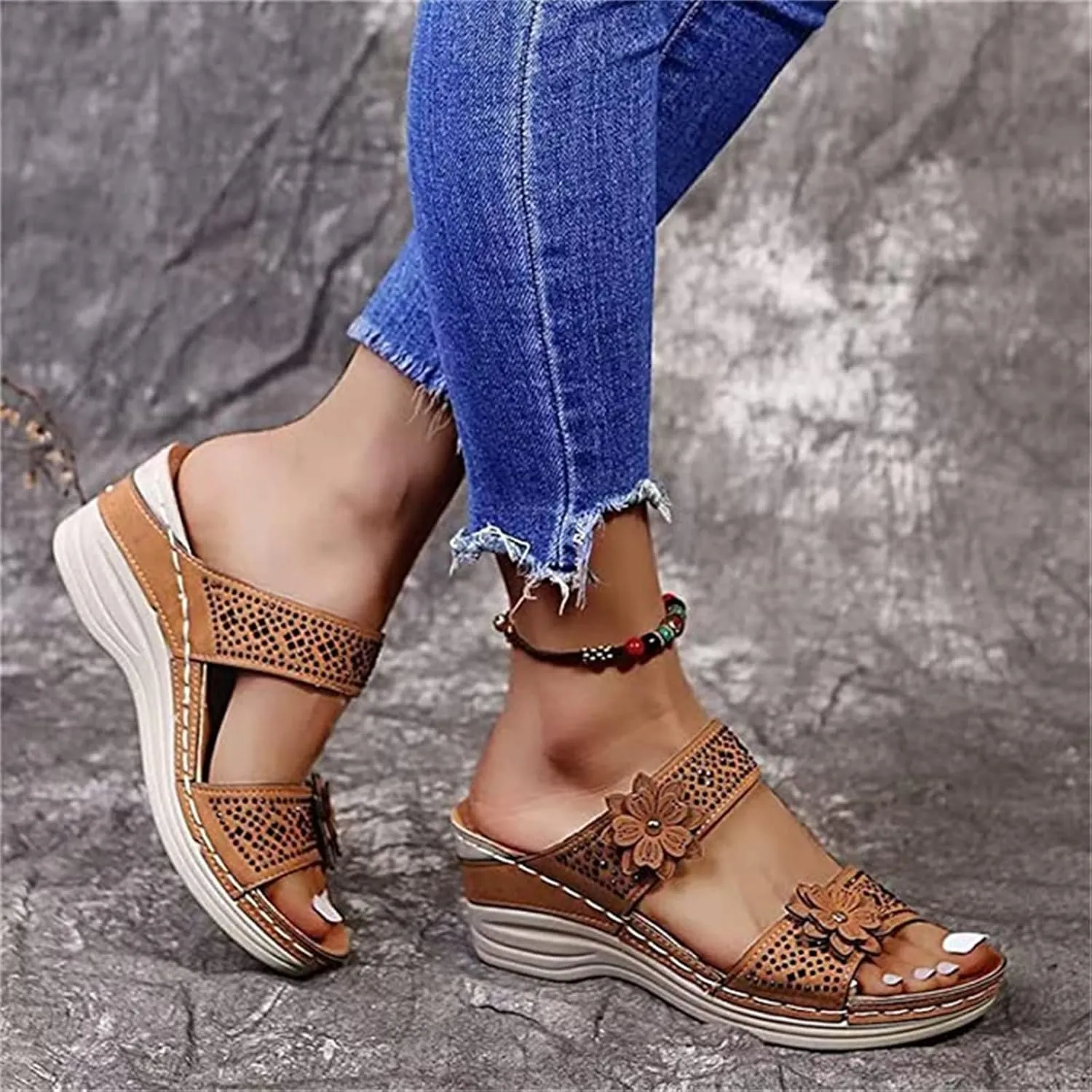 Ladmiple Orthopedic Sandals For Women Plantar Fasciitis Arch Heel Support Comfortable Flip Flops Dressy Summer Orthotic Slide