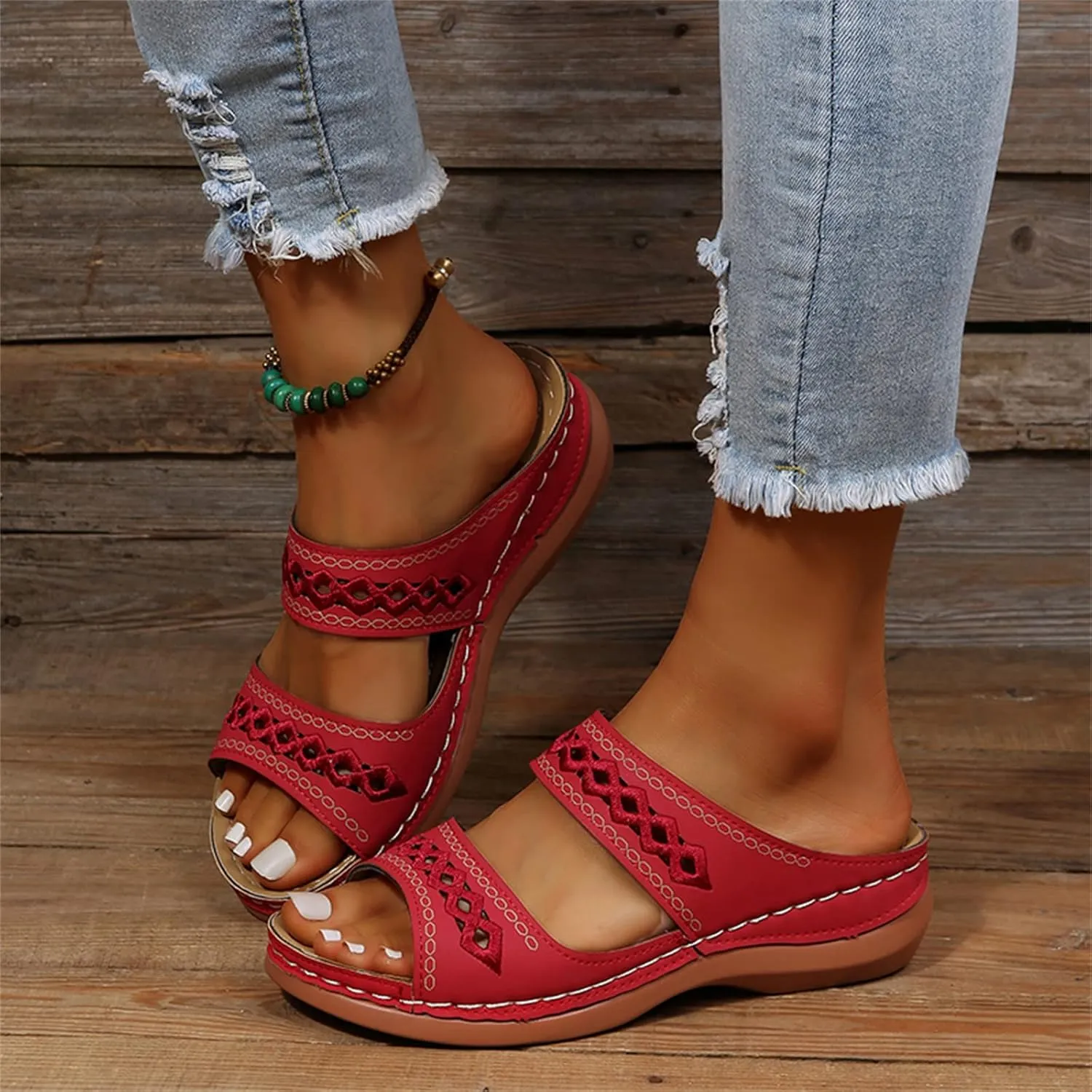 Ladmiple Orthopedic Sandals For Women Plantar Fasciitis Arch Heel Support Comfortable Orthotic Flip Flops Dressy Summer Slide