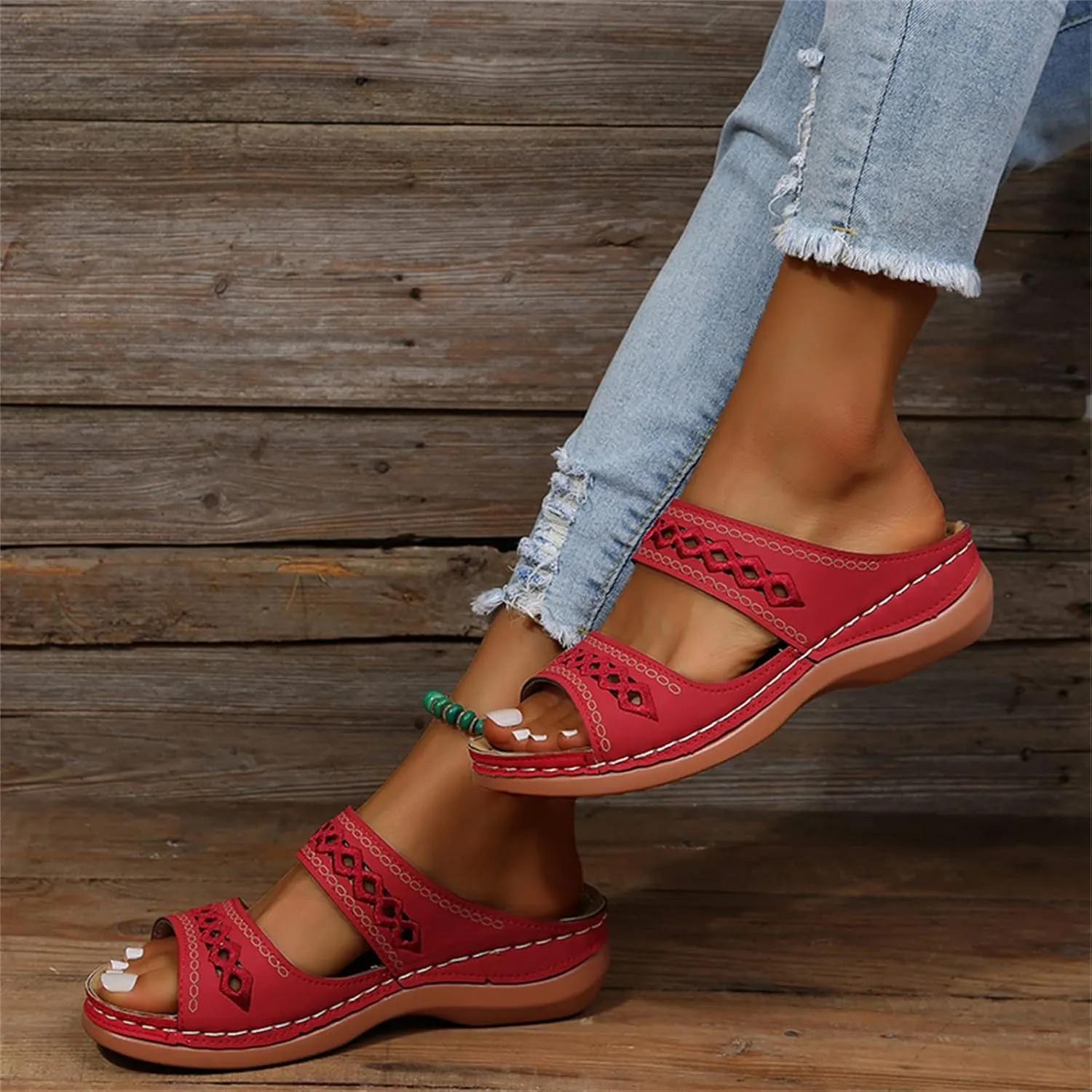 Ladmiple Orthopedic Sandals For Women Plantar Fasciitis Arch Heel Support Comfortable Orthotic Flip Flops Dressy Summer Slide