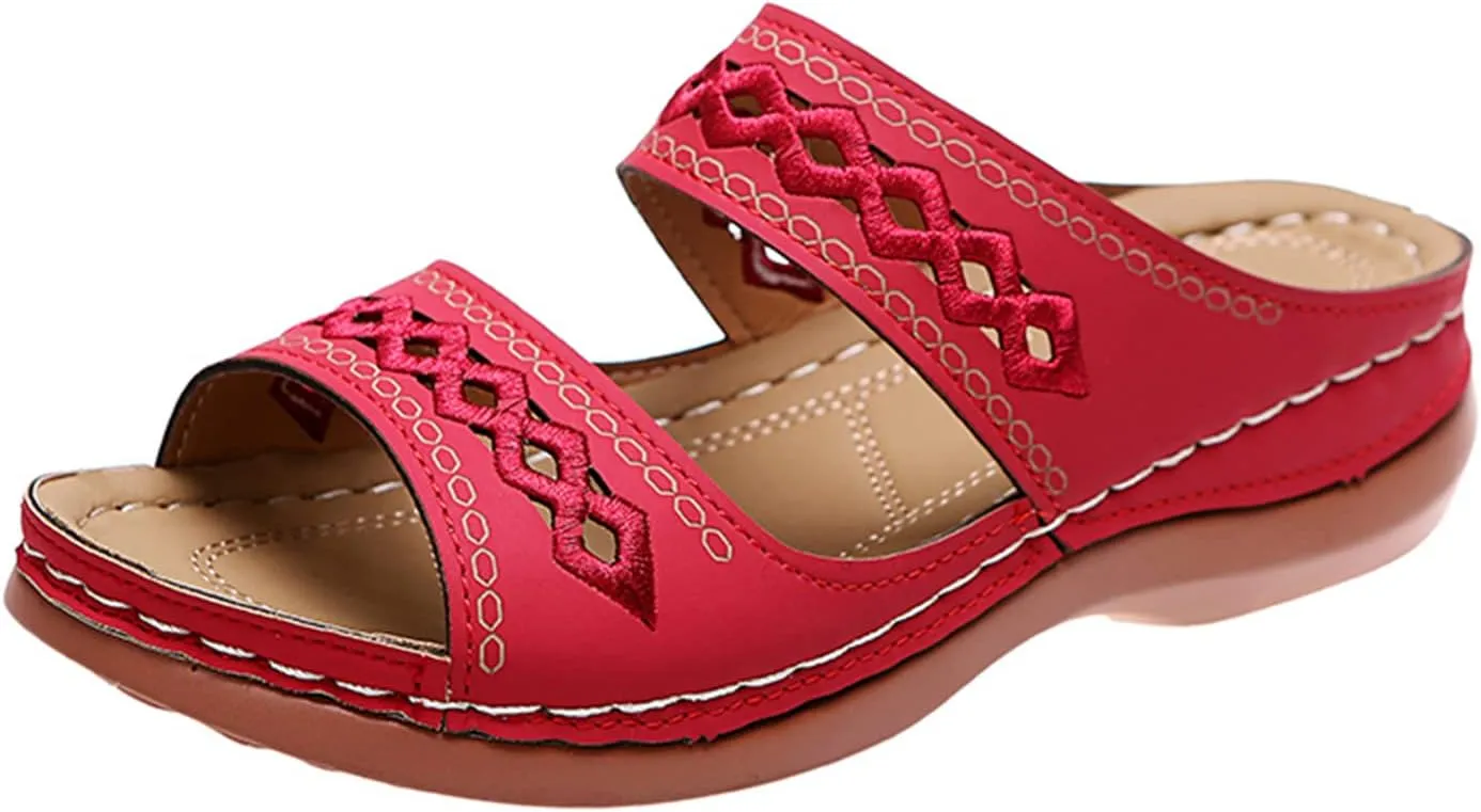 Ladmiple Orthopedic Sandals For Women Plantar Fasciitis Arch Heel Support Comfortable Orthotic Flip Flops Dressy Summer Slide