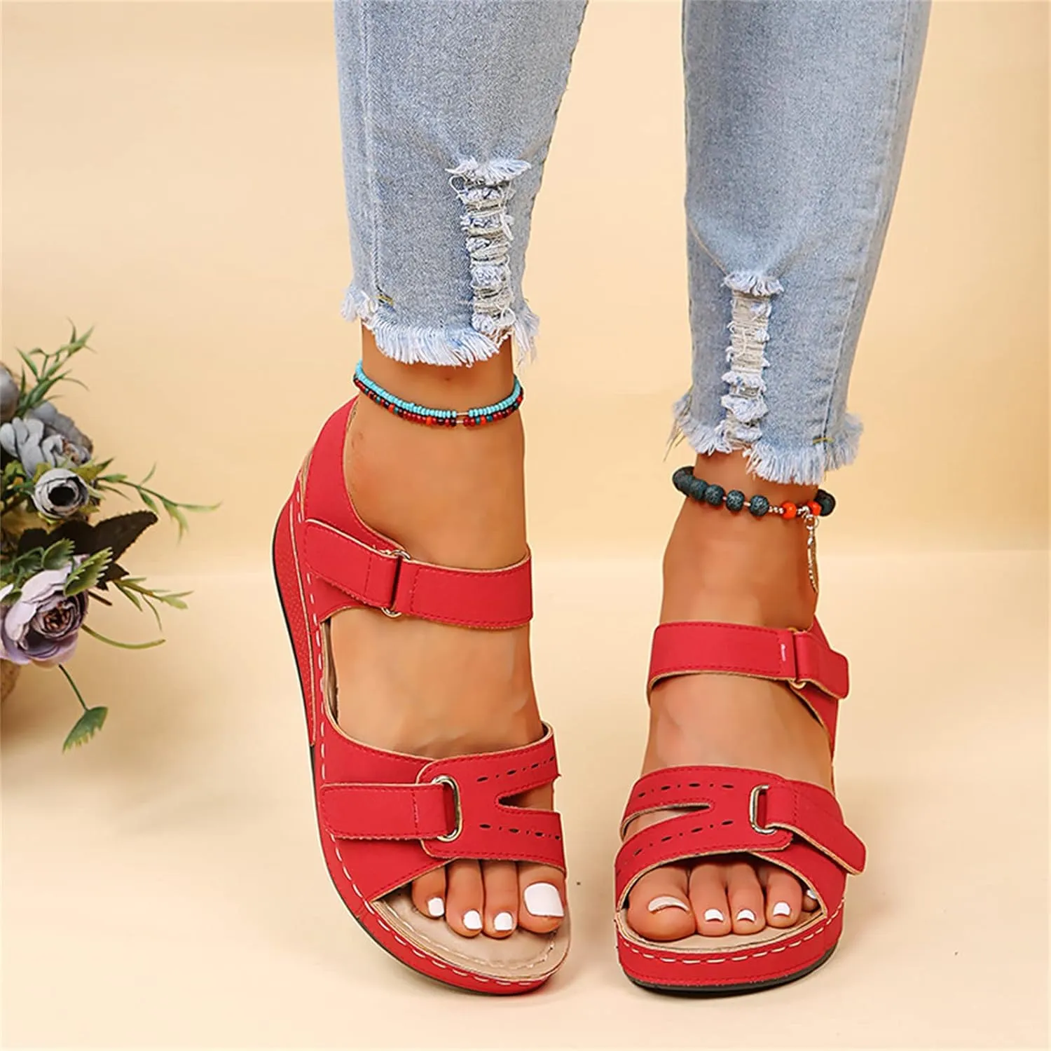 Ladmiple Orthopedic Sandals For Women Plantar Fasciitis Arch Heel Support Dressy Casual Summer Slip On Orthotic Flip Flops