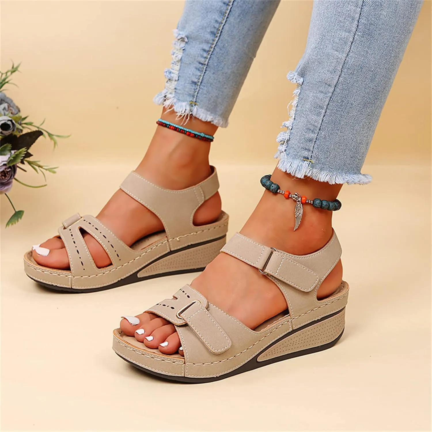 Ladmiple Orthopedic Sandals For Women Plantar Fasciitis Arch Heel Support Dressy Casual Summer Slip On Orthotic Flip Flops