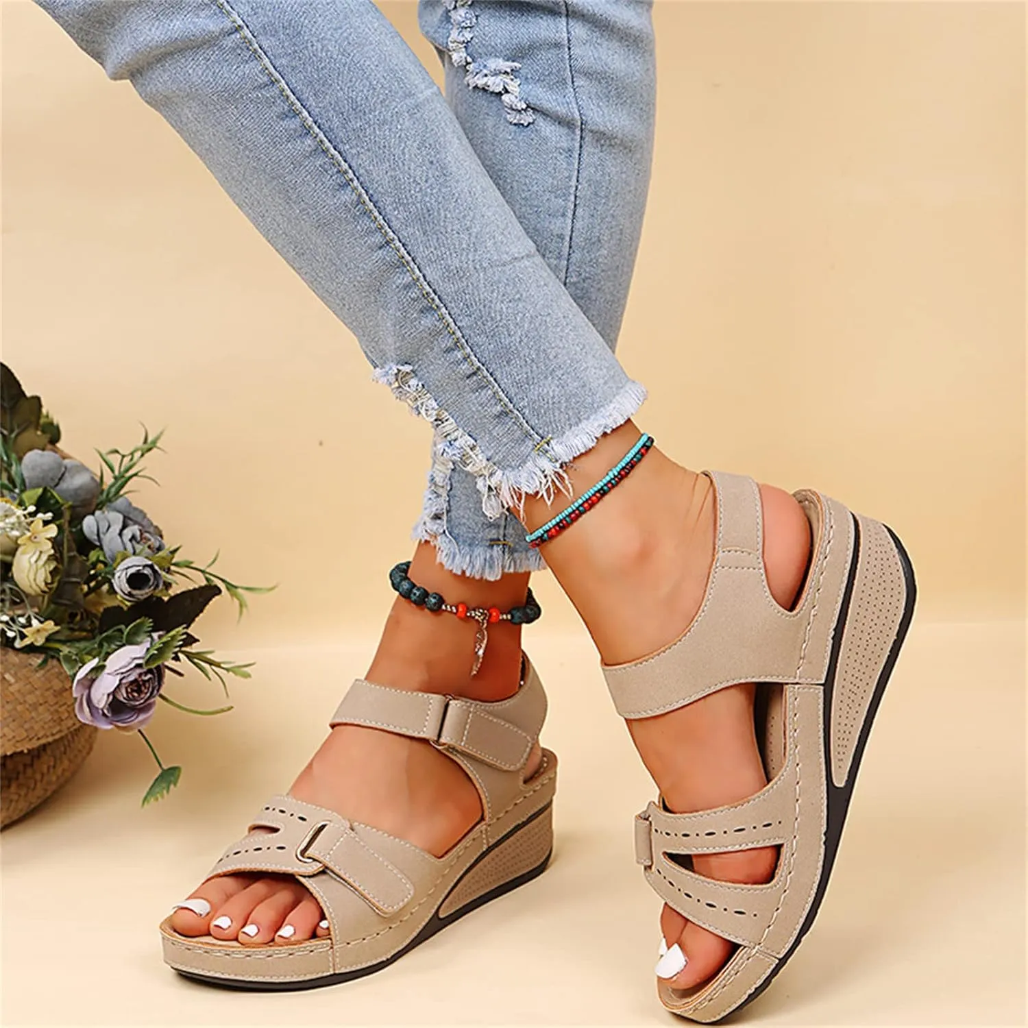 Ladmiple Orthopedic Sandals For Women Plantar Fasciitis Arch Heel Support Dressy Casual Summer Slip On Orthotic Flip Flops