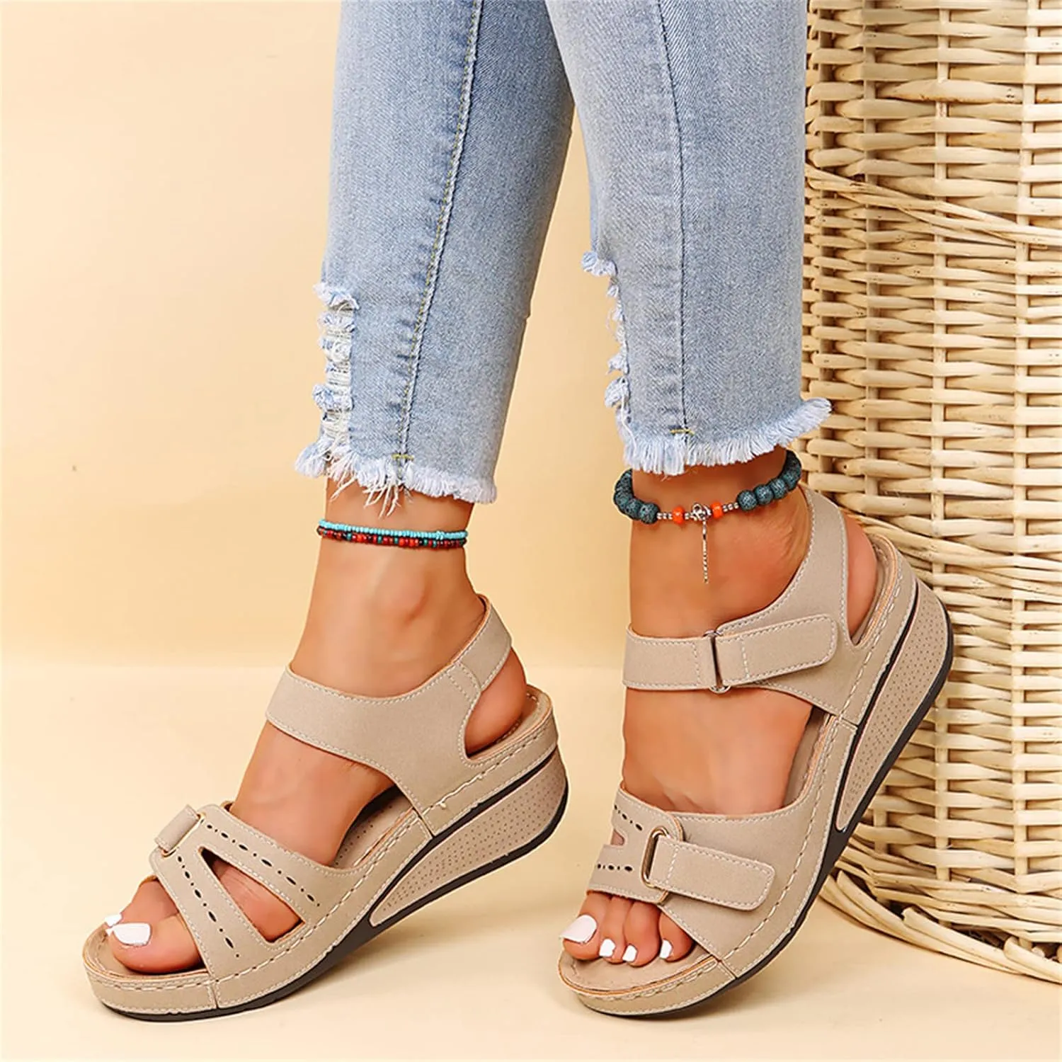 Ladmiple Orthopedic Sandals For Women Plantar Fasciitis Arch Heel Support Dressy Casual Summer Slip On Orthotic Flip Flops