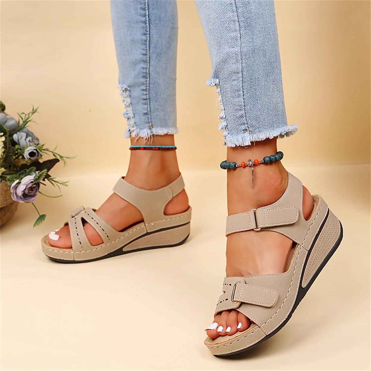 Ladmiple Orthopedic Sandals For Women Plantar Fasciitis Arch Heel Support Dressy Casual Summer Slip On Orthotic Flip Flops