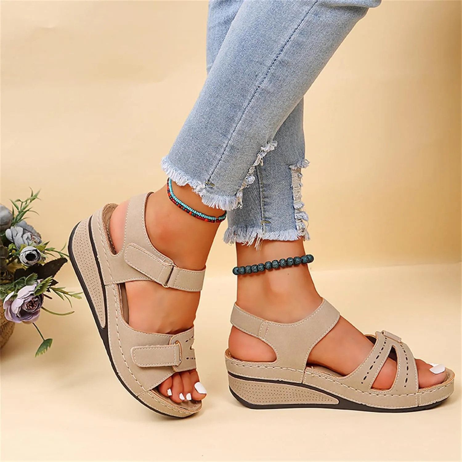 Ladmiple Orthopedic Sandals For Women Plantar Fasciitis Arch Heel Support Dressy Casual Summer Slip On Orthotic Flip Flops