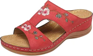 Ladmiple Orthopedic Sandals For Women Plantar Fasciitis Arch Heel Support Fashion Comfortable Slip On Orthotic Slides