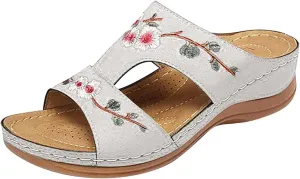 Ladmiple Orthopedic Sandals For Women Plantar Fasciitis Arch Heel Support Fashion Comfortable Slip On Orthotic Slides