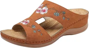 Ladmiple Orthopedic Sandals For Women Plantar Fasciitis Arch Heel Support Fashion Comfortable Slip On Orthotic Slides
