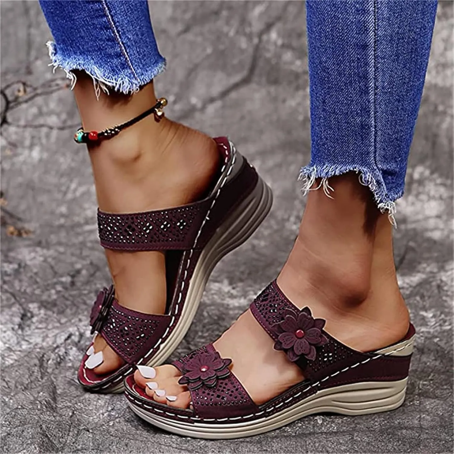 Ladmiple Orthopedic Sandals For Women Plantar Fasciitis Arch Heel Support Flip Flops Dressy Summer Comfortable Orthotic Slide