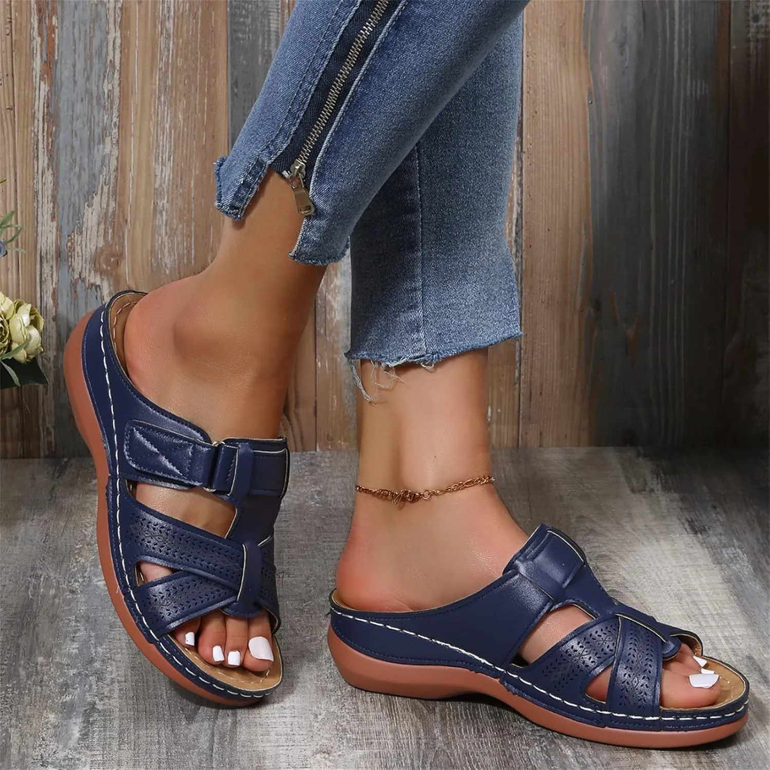 Ladmiple Sandals Women Dressy Summer Flat Arch Support Orthopedic Flip Flops Soft Comfortable Walking Orthotic Slides 2024
