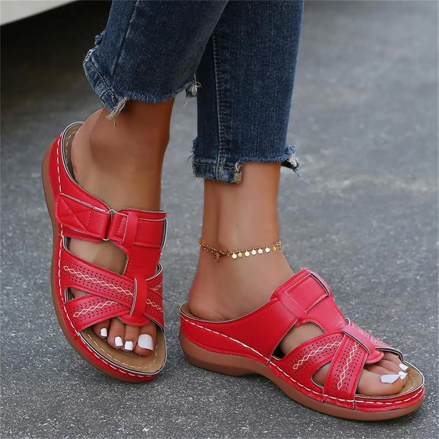 Ladmiple Sandals Women Dressy Summer Flat Arch Support Orthopedic Flip Flops Soft Comfortable Walking Orthotic Slides 2024