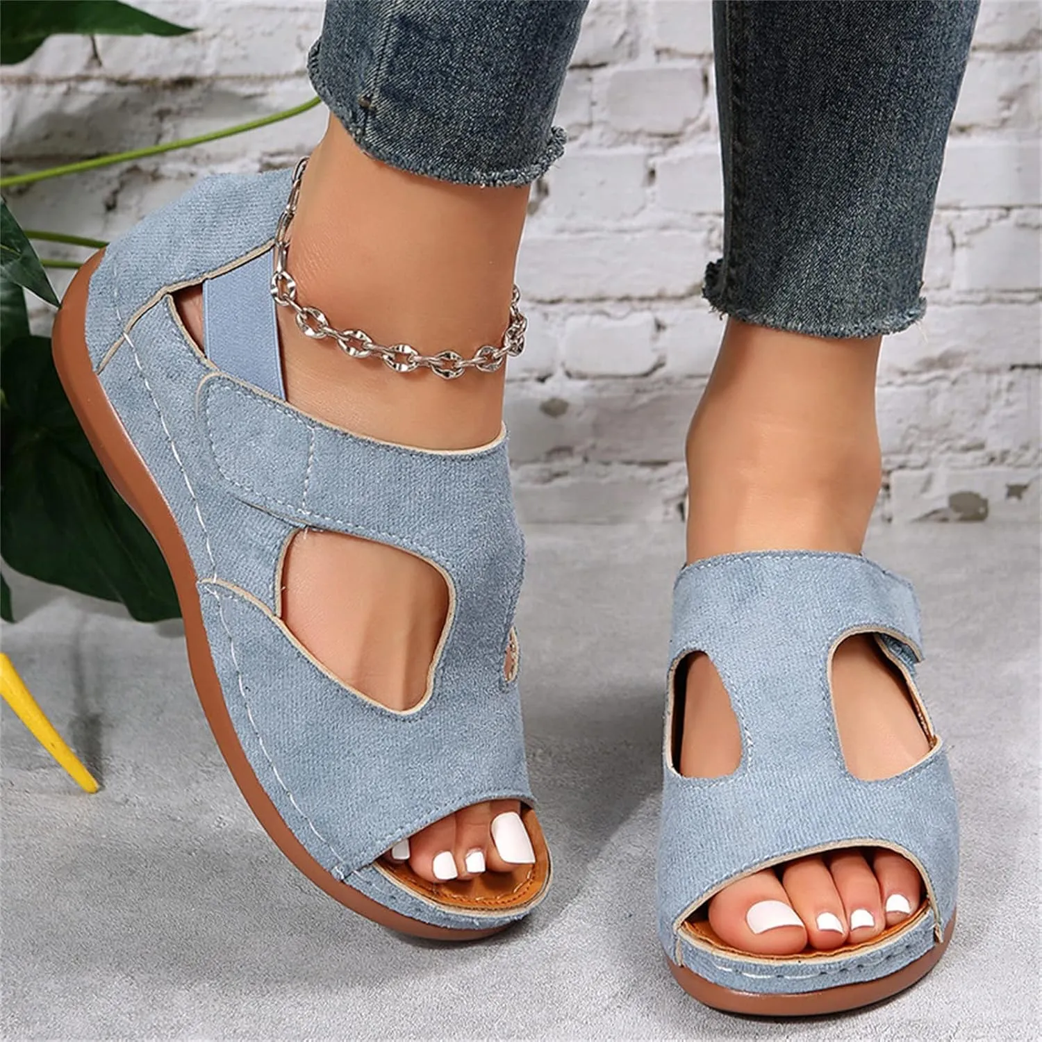 Ladmiple Sandals Women Wedge Low Heel Orthopedic Arch Support Slides Slippers Orthotic Flip Flops for Plantar Fasciitis
