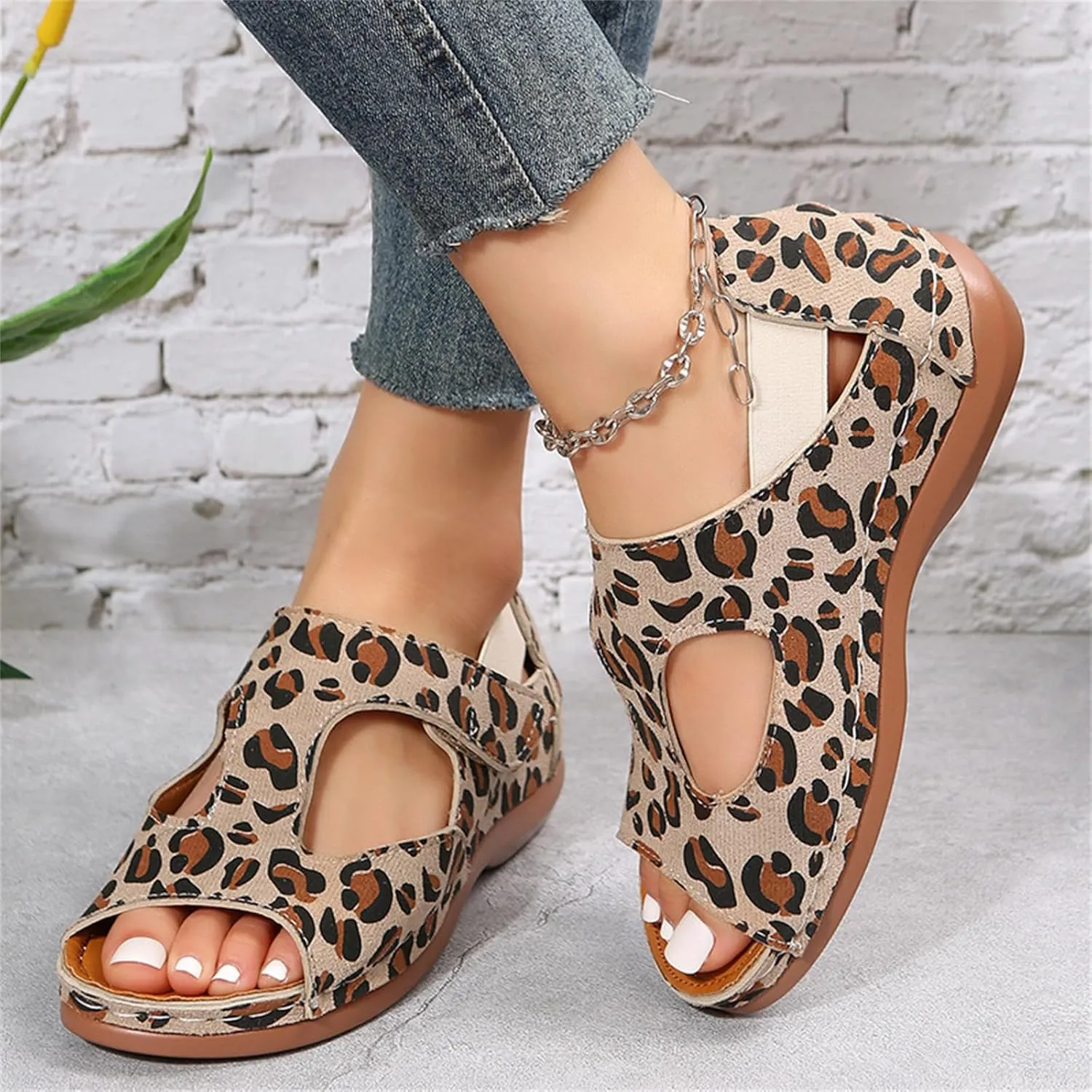 Ladmiple Sandals Women Wedge Low Heel Orthopedic Arch Support Slides Slippers Orthotic Flip Flops for Plantar Fasciitis