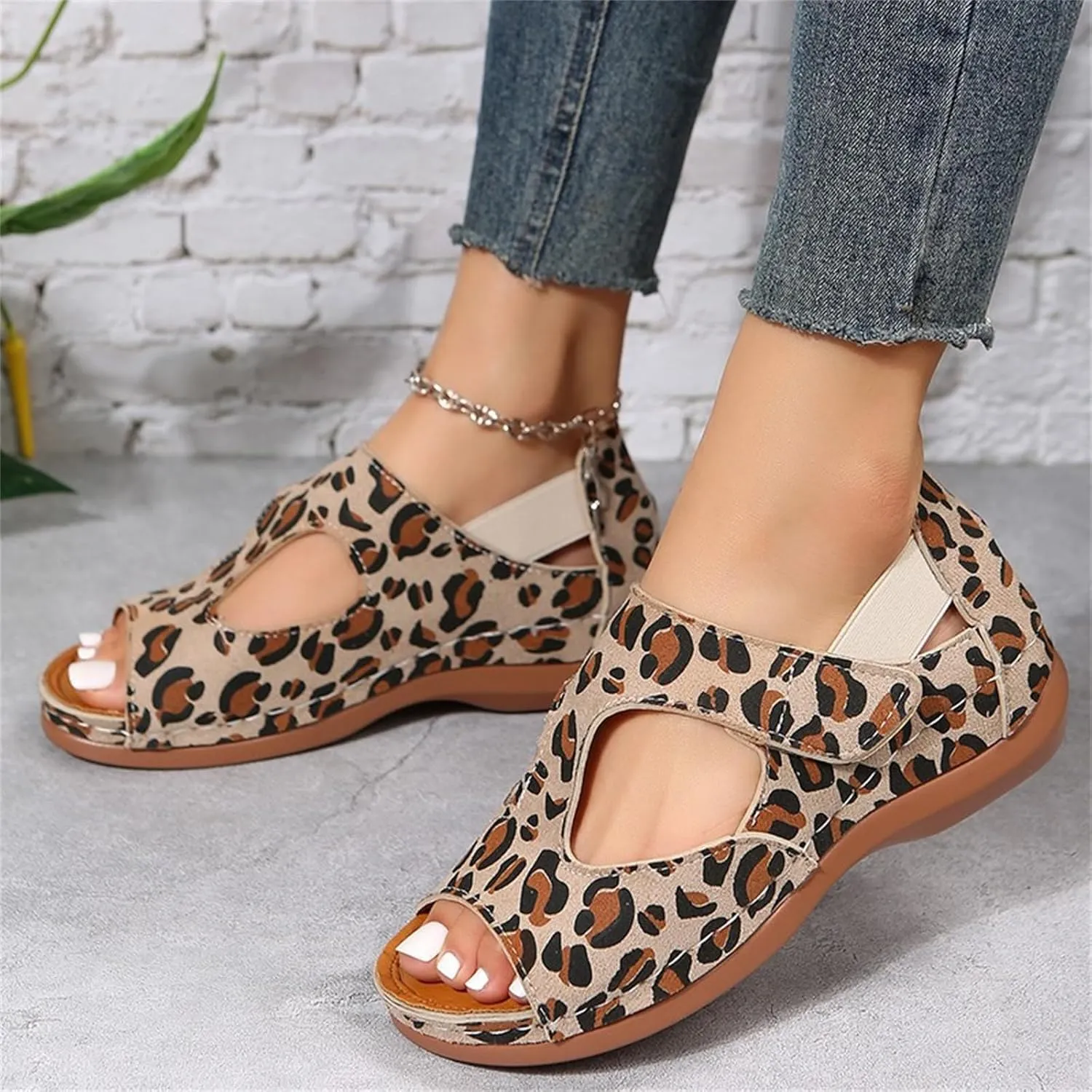 Ladmiple Sandals Women Wedge Low Heel Orthopedic Arch Support Slides Slippers Orthotic Flip Flops for Plantar Fasciitis