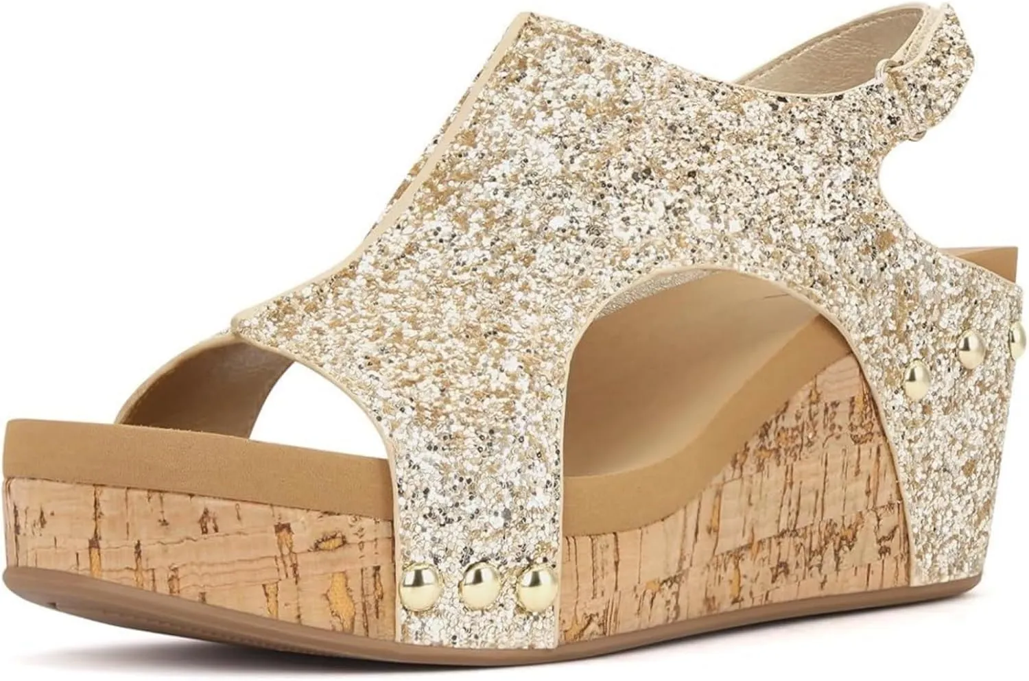 Ladmiple Womens Sandals Comfortable Dressy Wedge Heel Bohemia Platform Sandals Sparkly Rhinestone Glitter Summer Dress Shoes