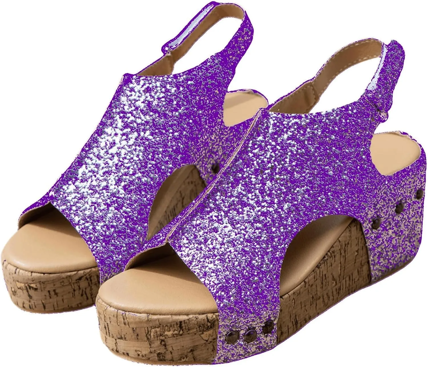 Ladmiple Womens Sandals Comfortable Dressy Wedge Heel Slip on Rhinestone Flatform Platform Sandals Casual Summer Dress Shoes