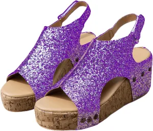 Ladmiple Womens Sandals Comfortable Dressy Wedge Heel Slip on Rhinestone Flatform Platform Sandals Casual Summer Dress Shoes