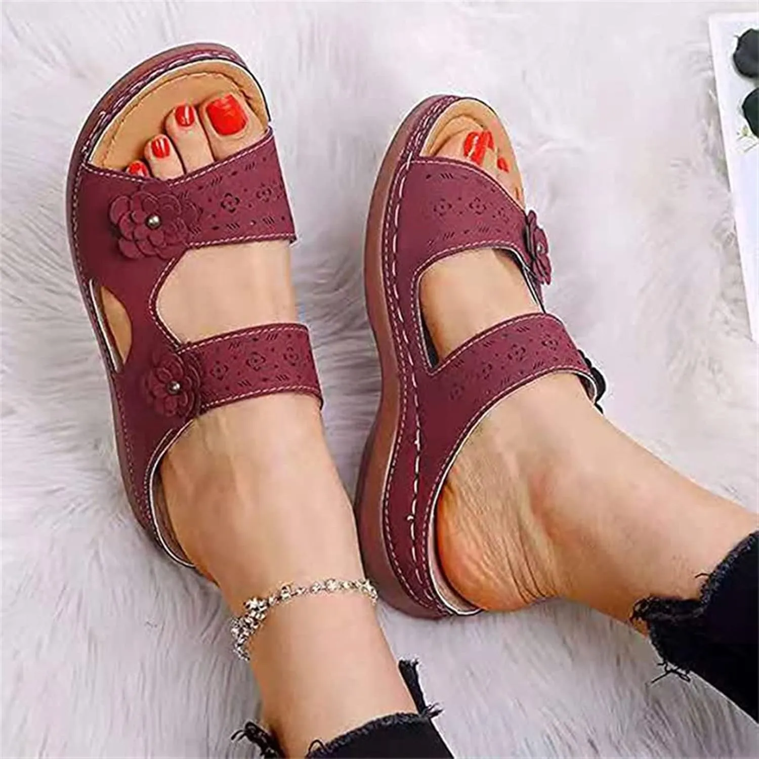 Ladmiple Womens Sandals Dressy Flat Arch Support Orthopedic Flip Flops Soft Summer Beach Shoes Comfortable Orthotic Slides