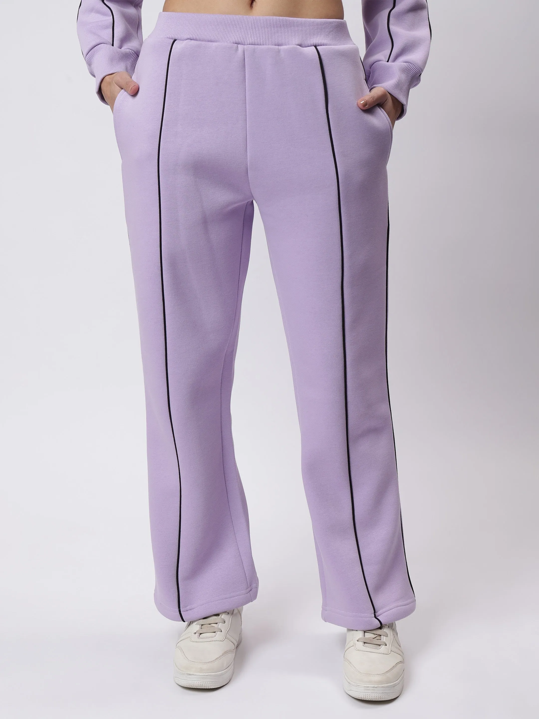 Lavender Luxe Black Contrast Piping Co-ord Set