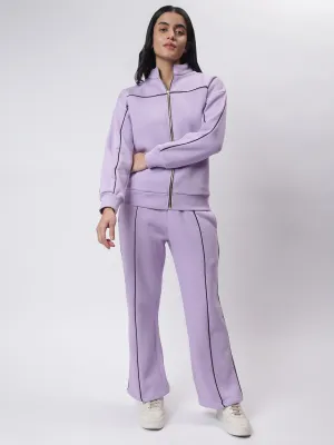Lavender Luxe Black Contrast Piping Co-ord Set
