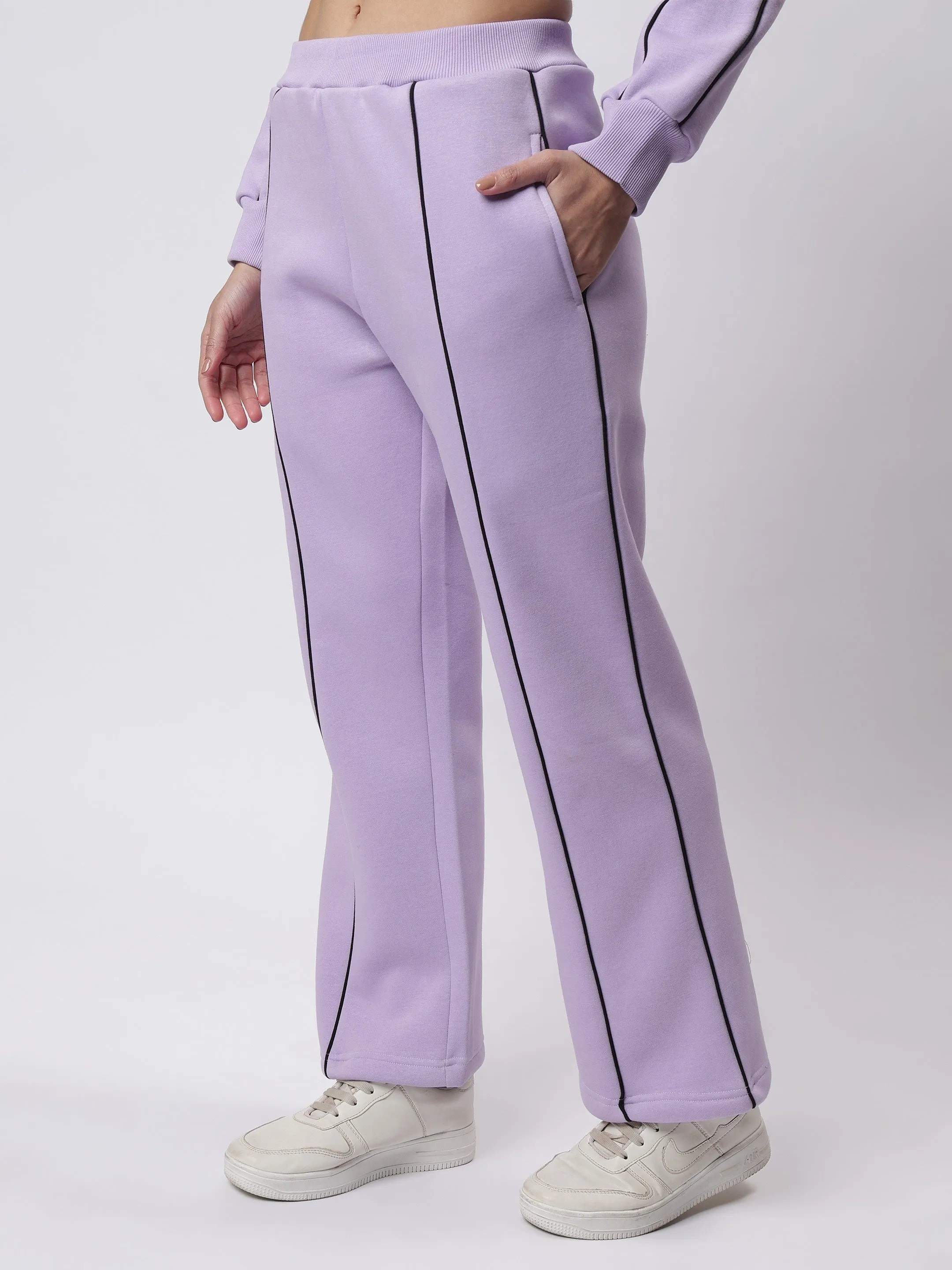 Lavender Luxe Black Contrast Piping Co-ord Set