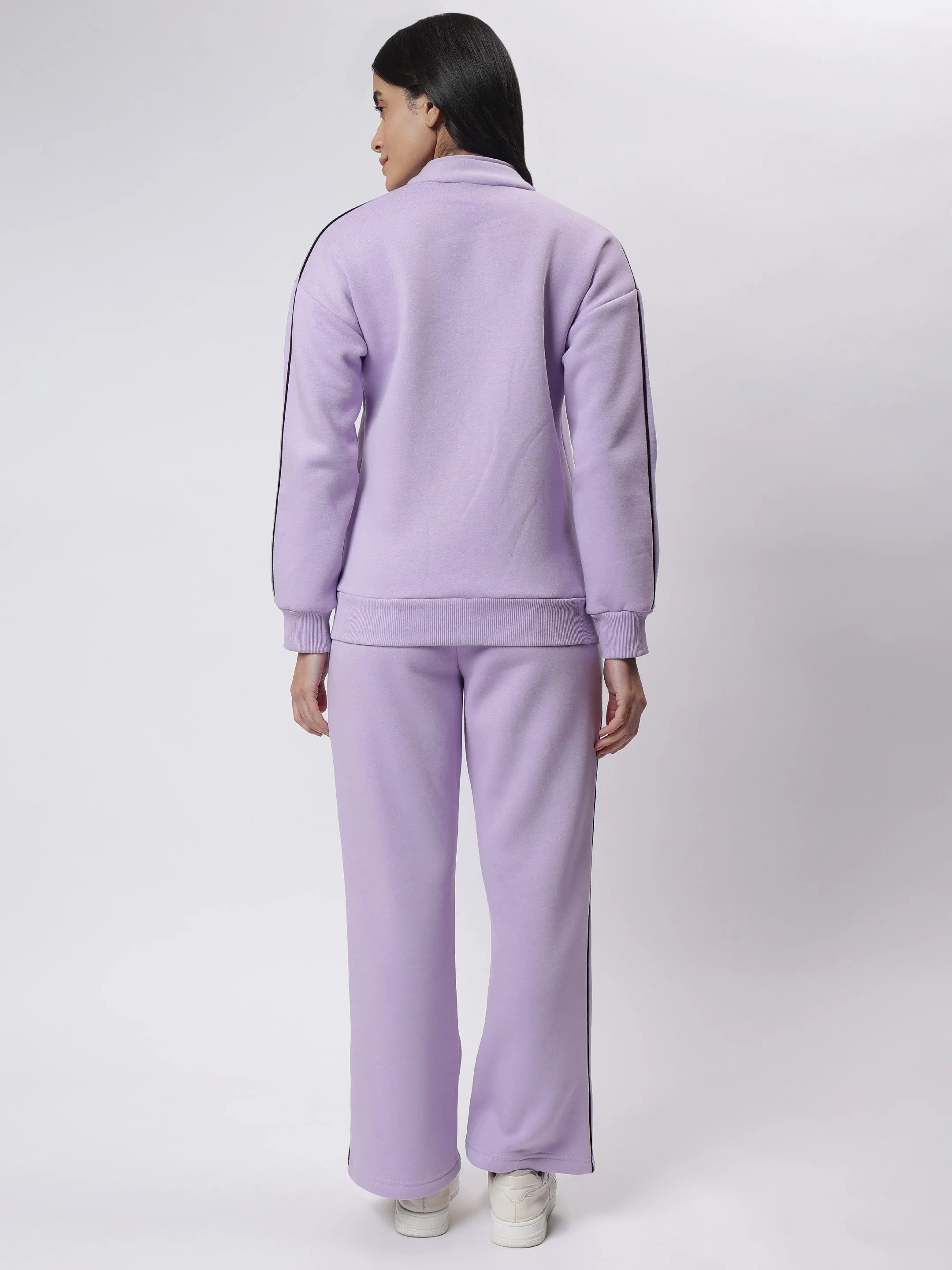 Lavender Luxe Black Contrast Piping Co-ord Set