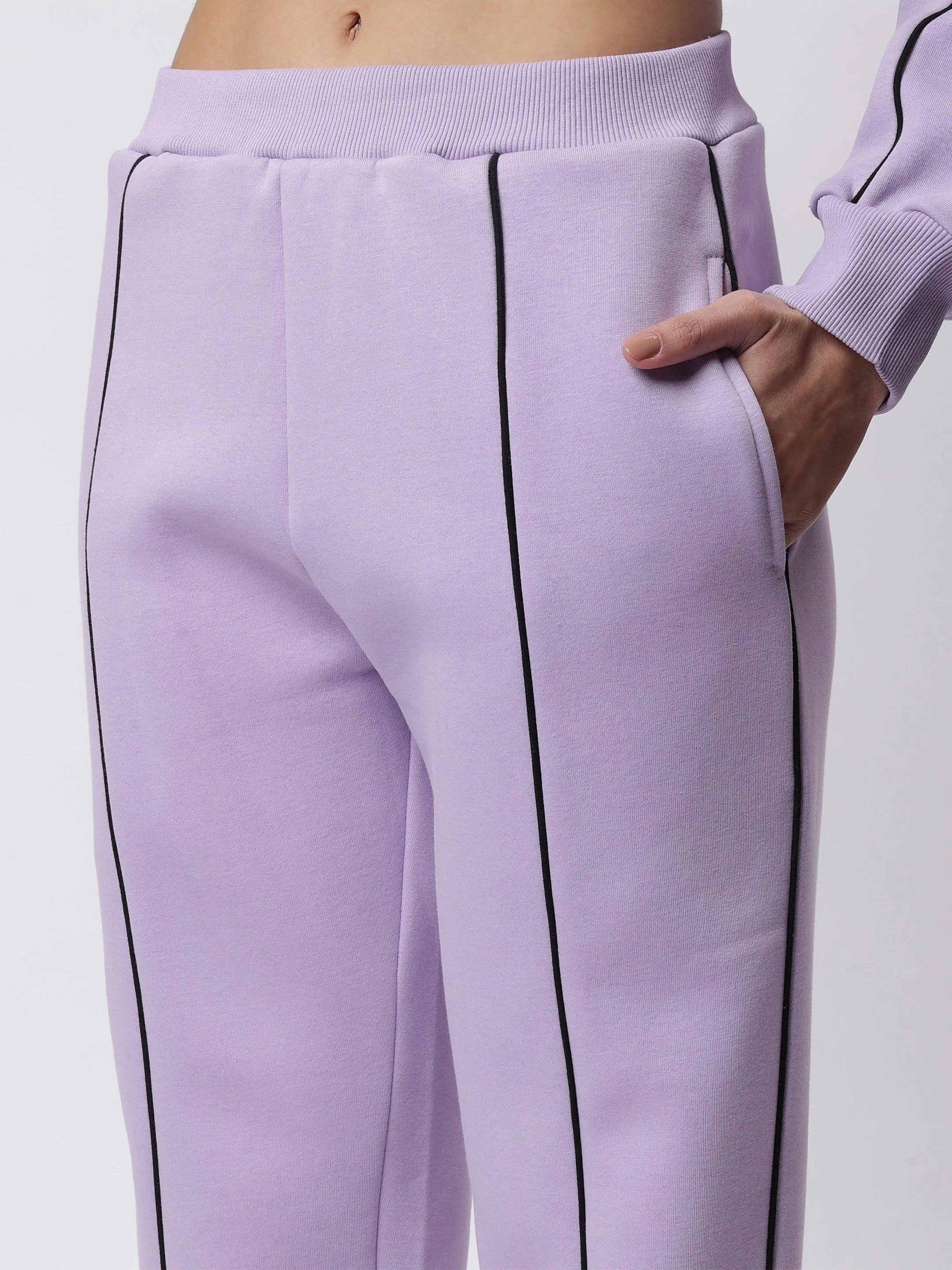 Lavender Luxe Black Contrast Piping Co-ord Set