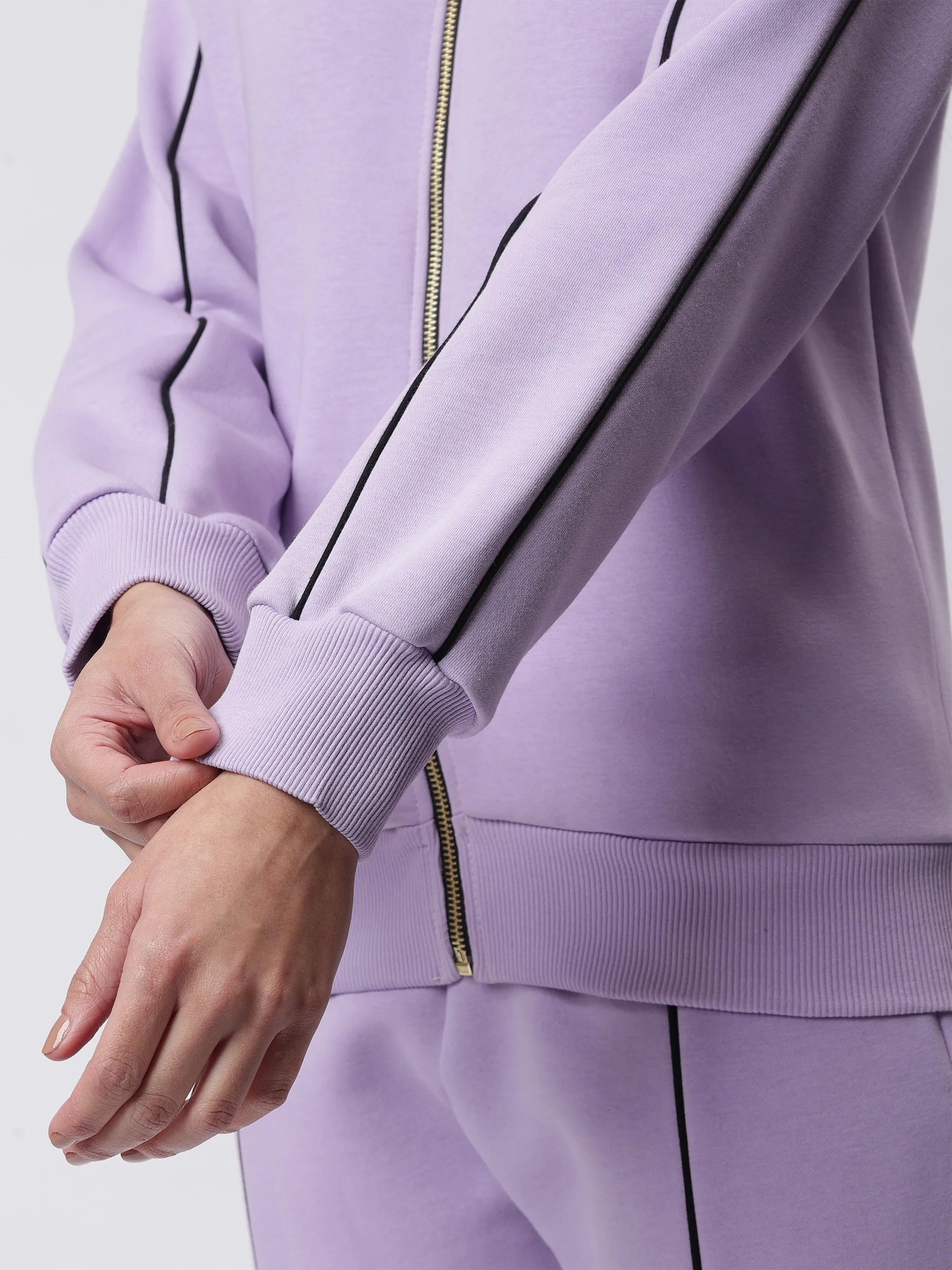 Lavender Luxe Black Contrast Piping Co-ord Set