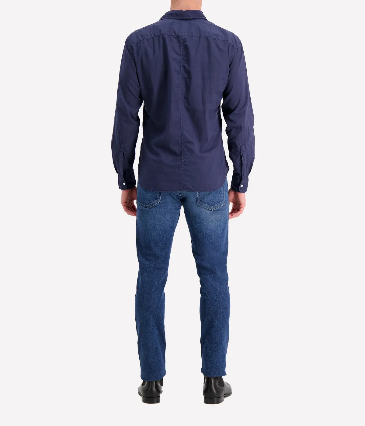 Luke Woven Poplin Shirt in Navy