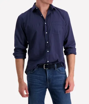 Luke Woven Poplin Shirt in Navy